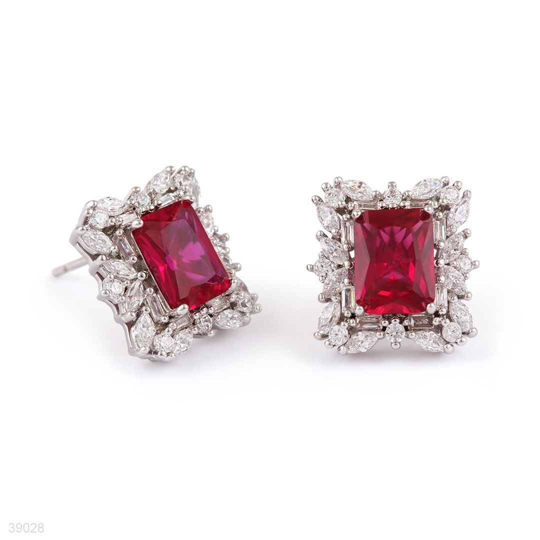 earing 3a zc rectangle lux-silver-red