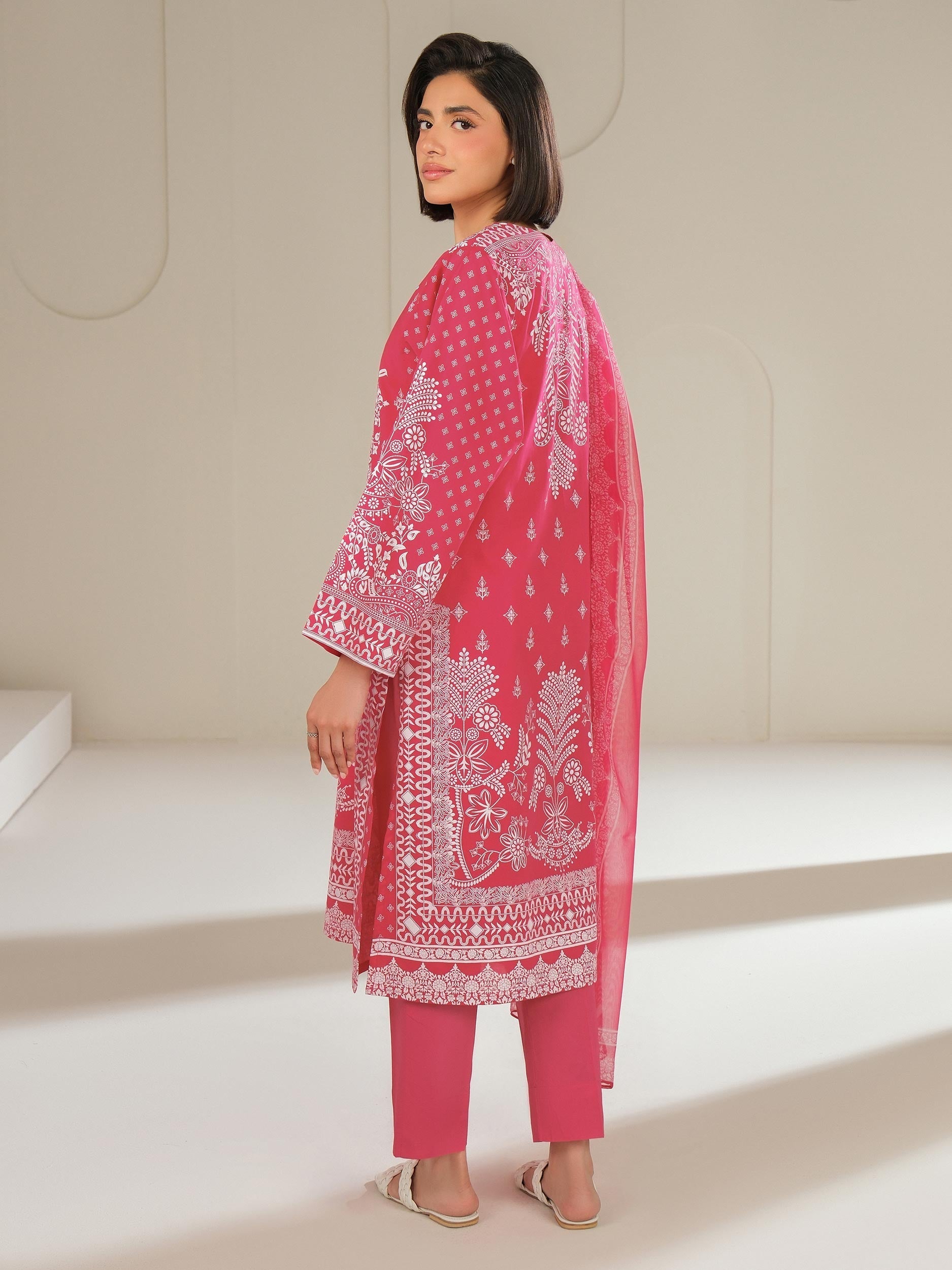 3 Piece Cambric Suit-Paste Print (Unstitched)