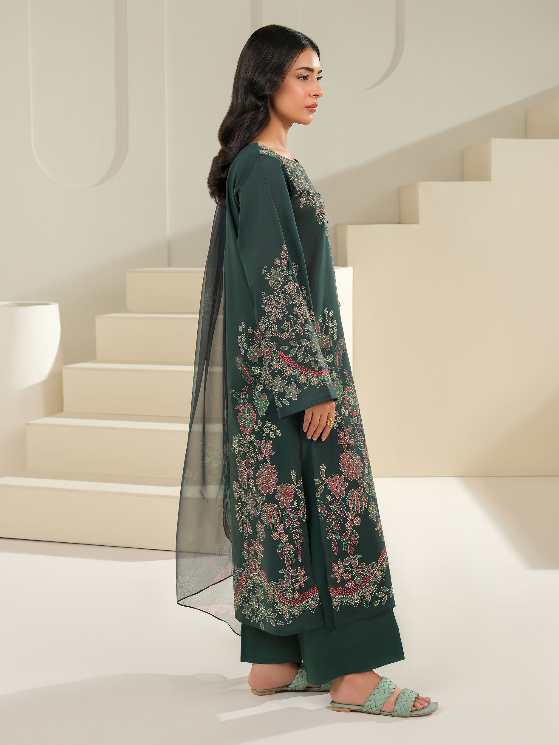 3 Piece Cambric Suit-Paste Print (Unstitched)