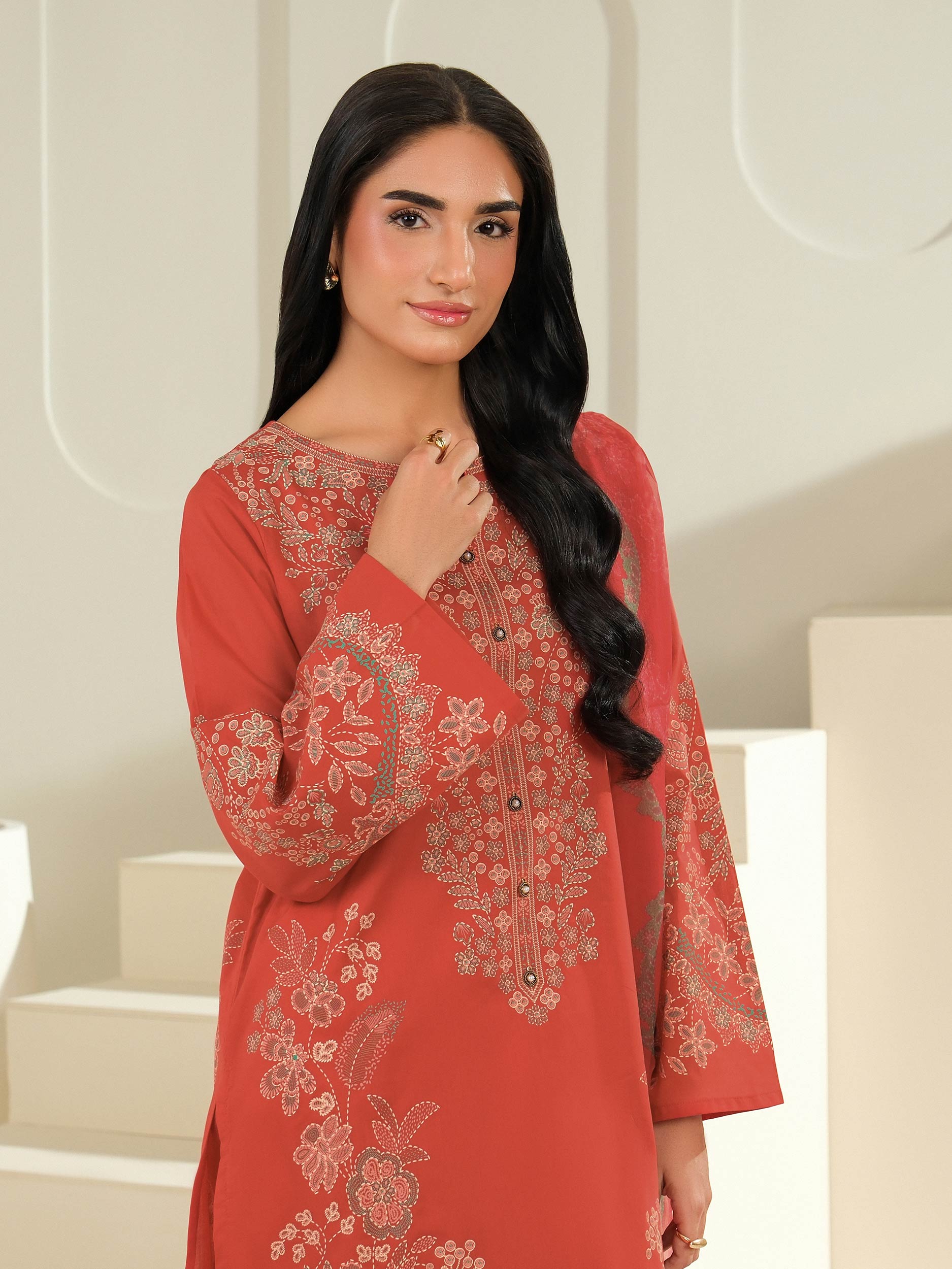 3 Piece Cambric Suit-Paste Print (Unstitched)