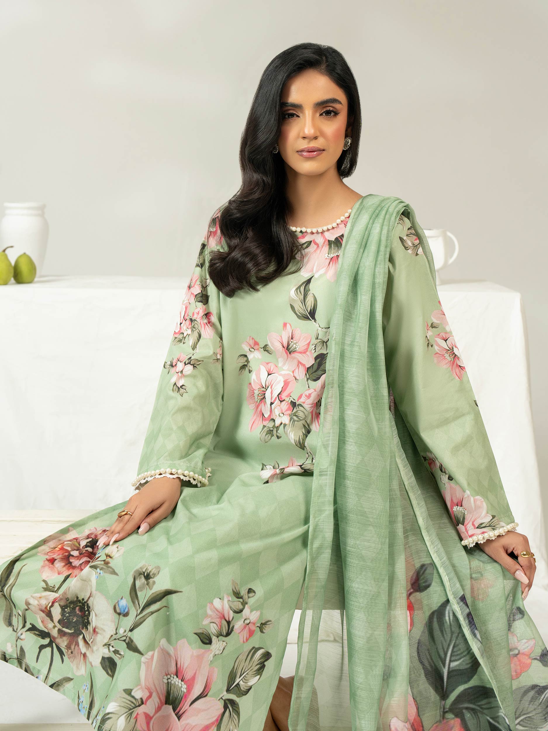 3 Piece Cambric Suit-Printed (Unstitched)