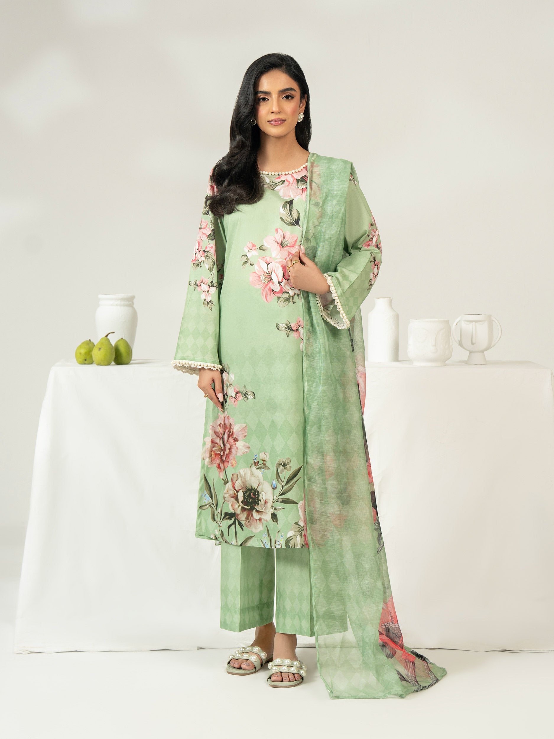 3 Piece Cambric Suit-Printed (Unstitched)