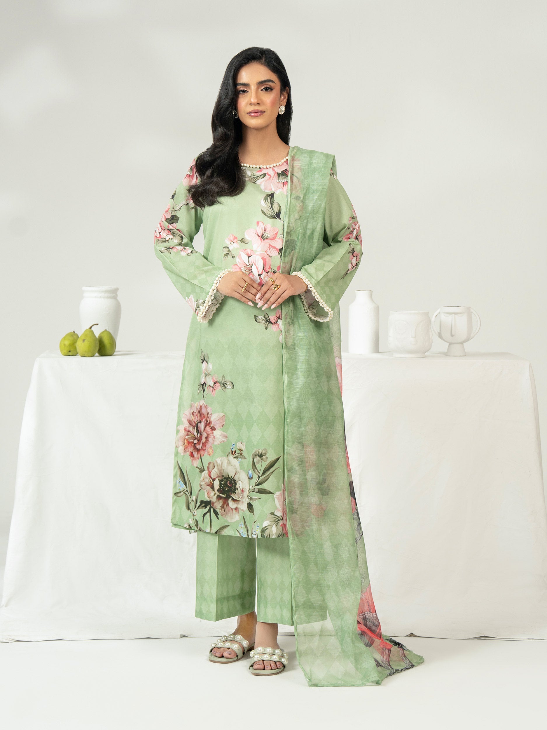 3 Piece Cambric Suit-Printed (Unstitched)