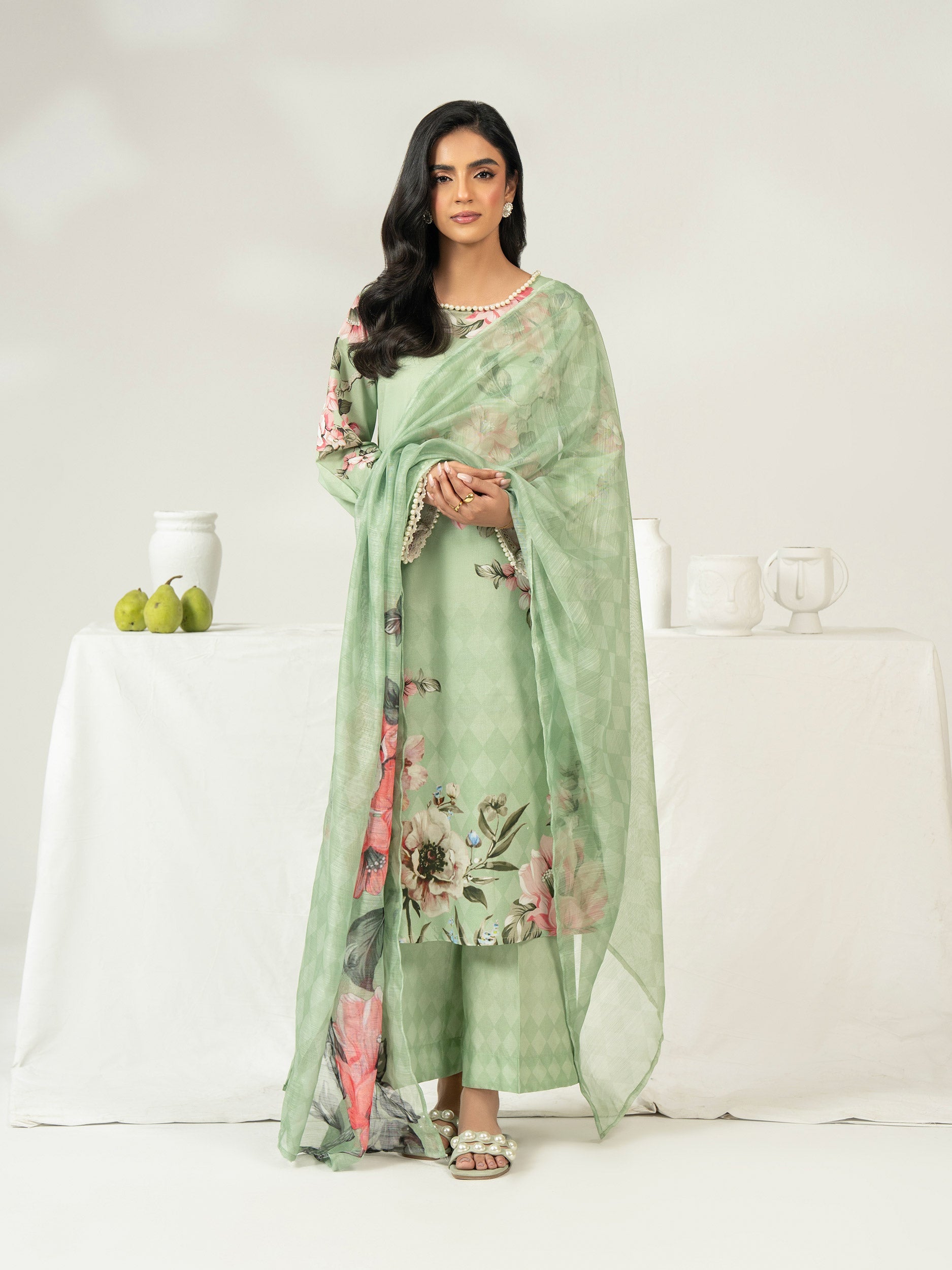 3 Piece Cambric Suit-Printed (Unstitched)