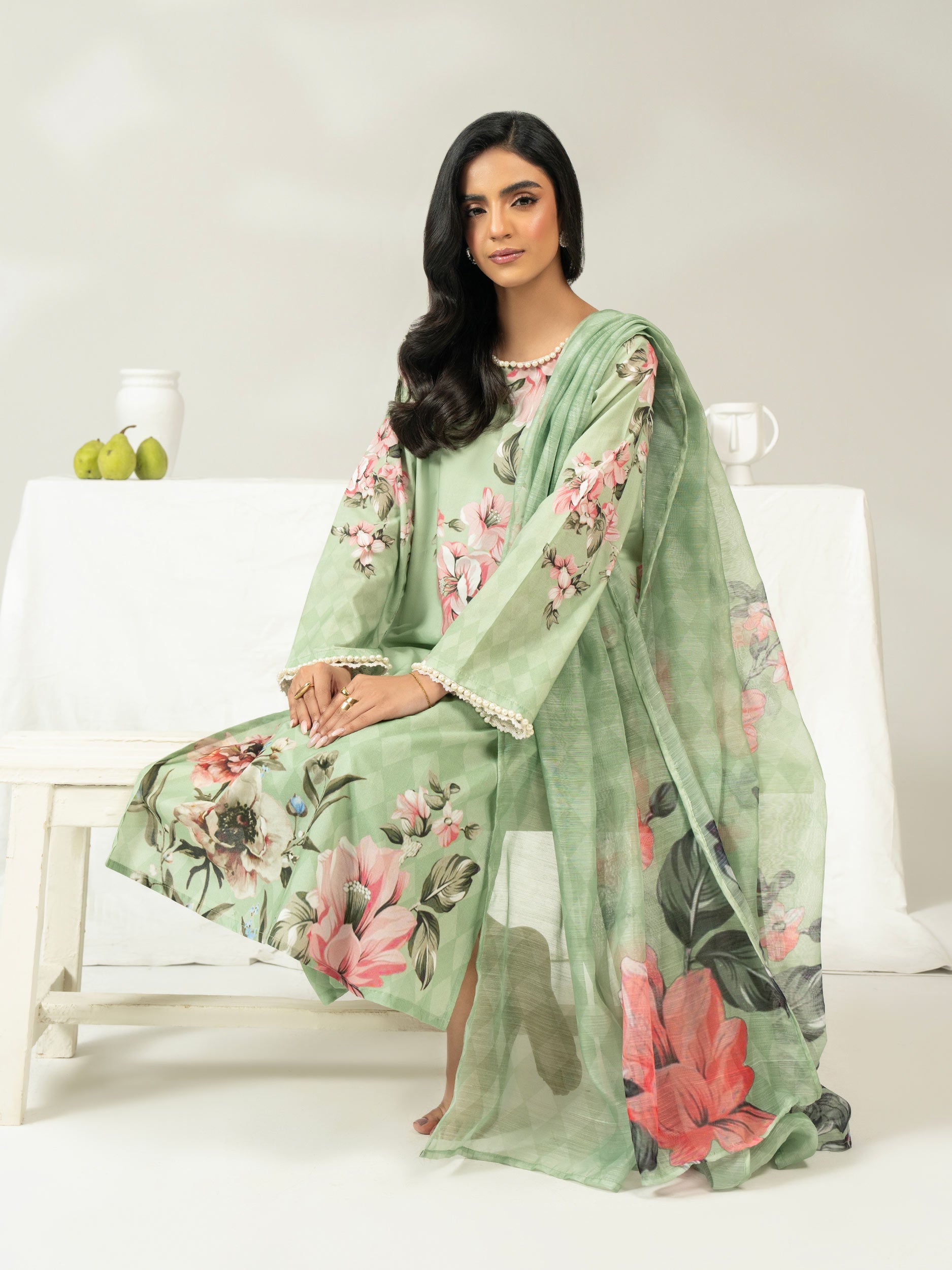 3 Piece Cambric Suit-Printed (Unstitched)