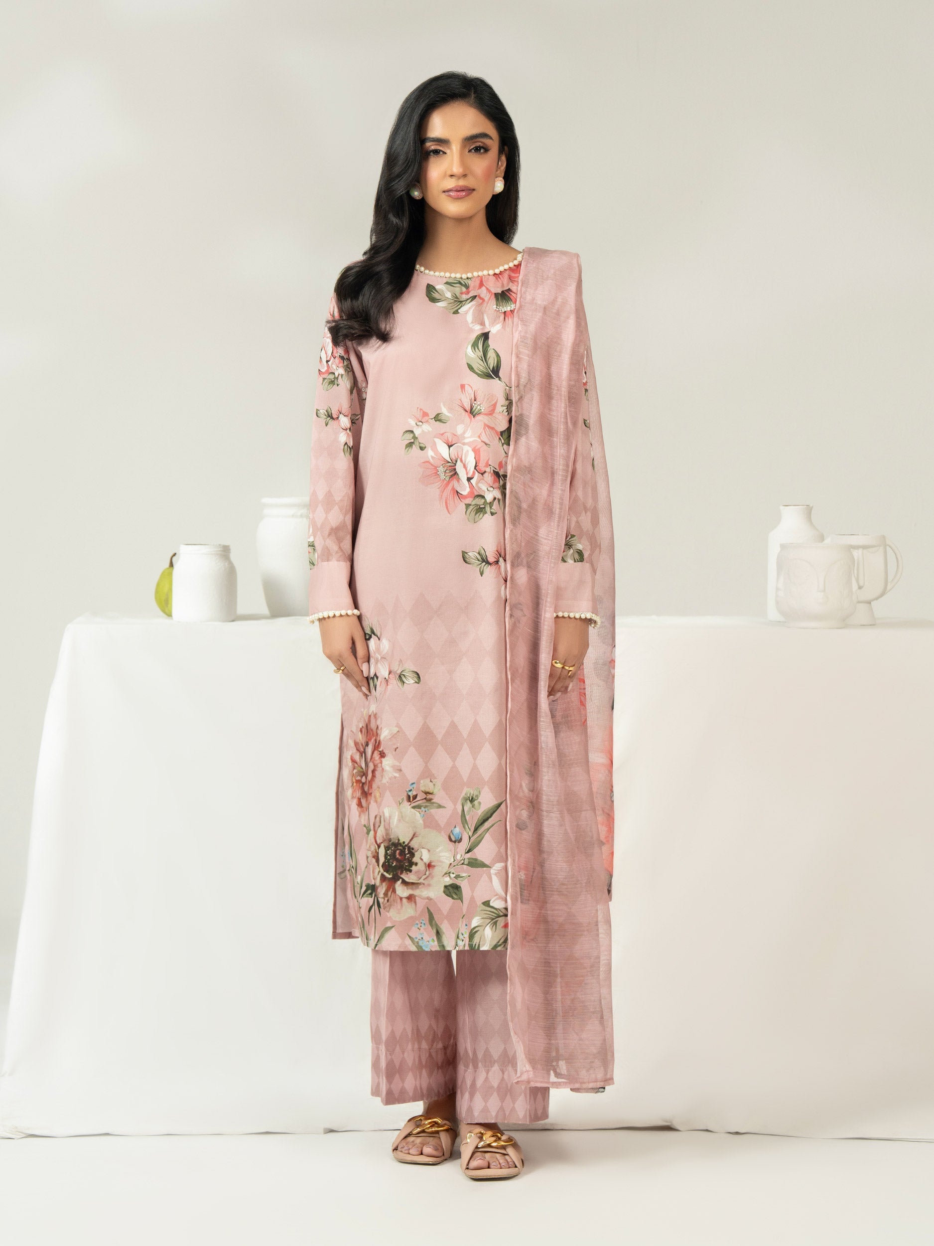 3 Piece Cambric Suit-Printed (Unstitched)