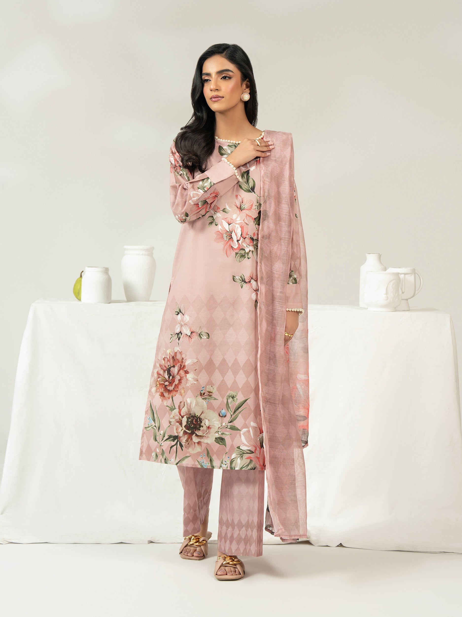 3 Piece Cambric Suit-Printed (Unstitched)