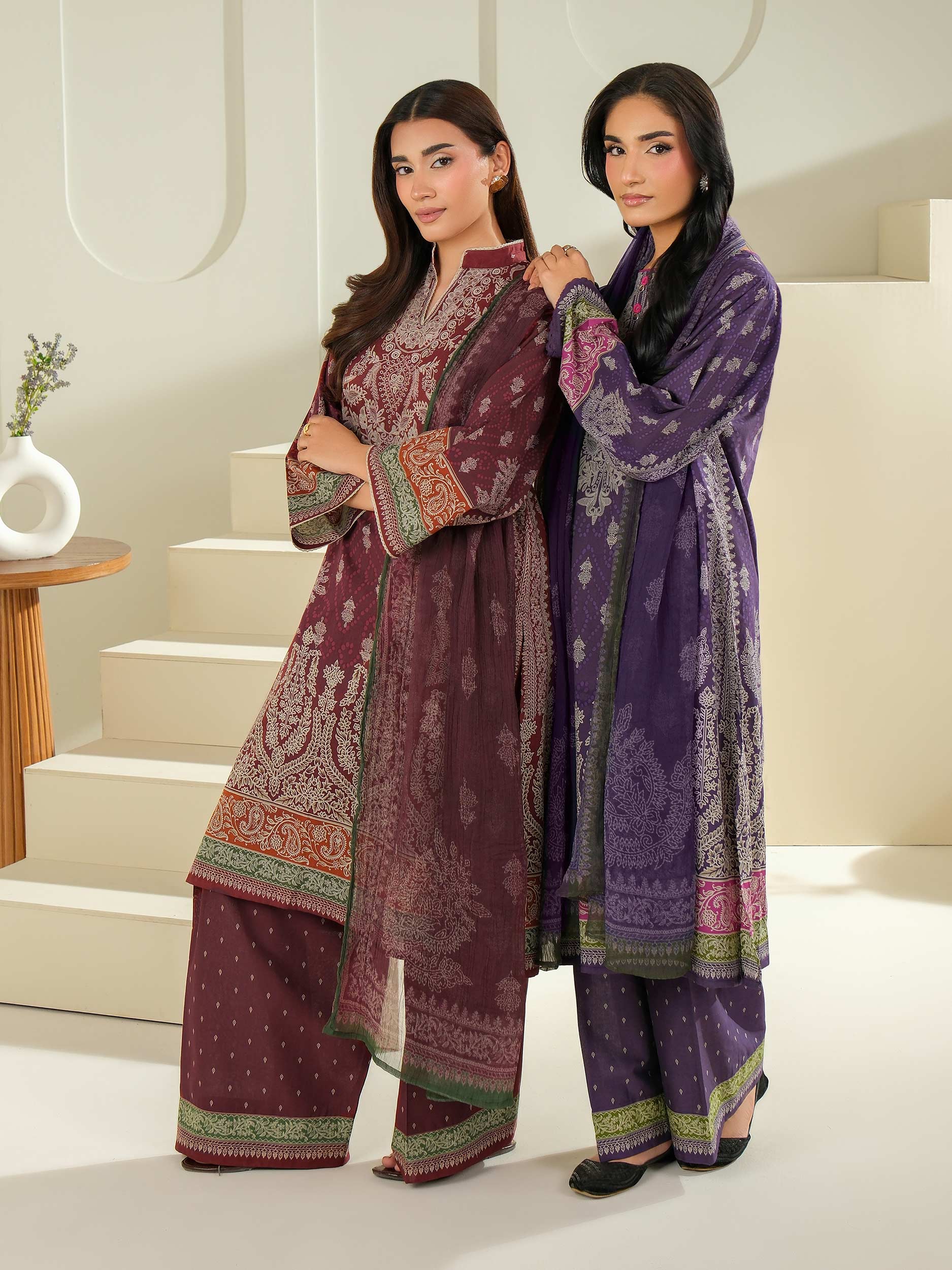 3 Piece Cambric Suit-Printed (Unstitched)