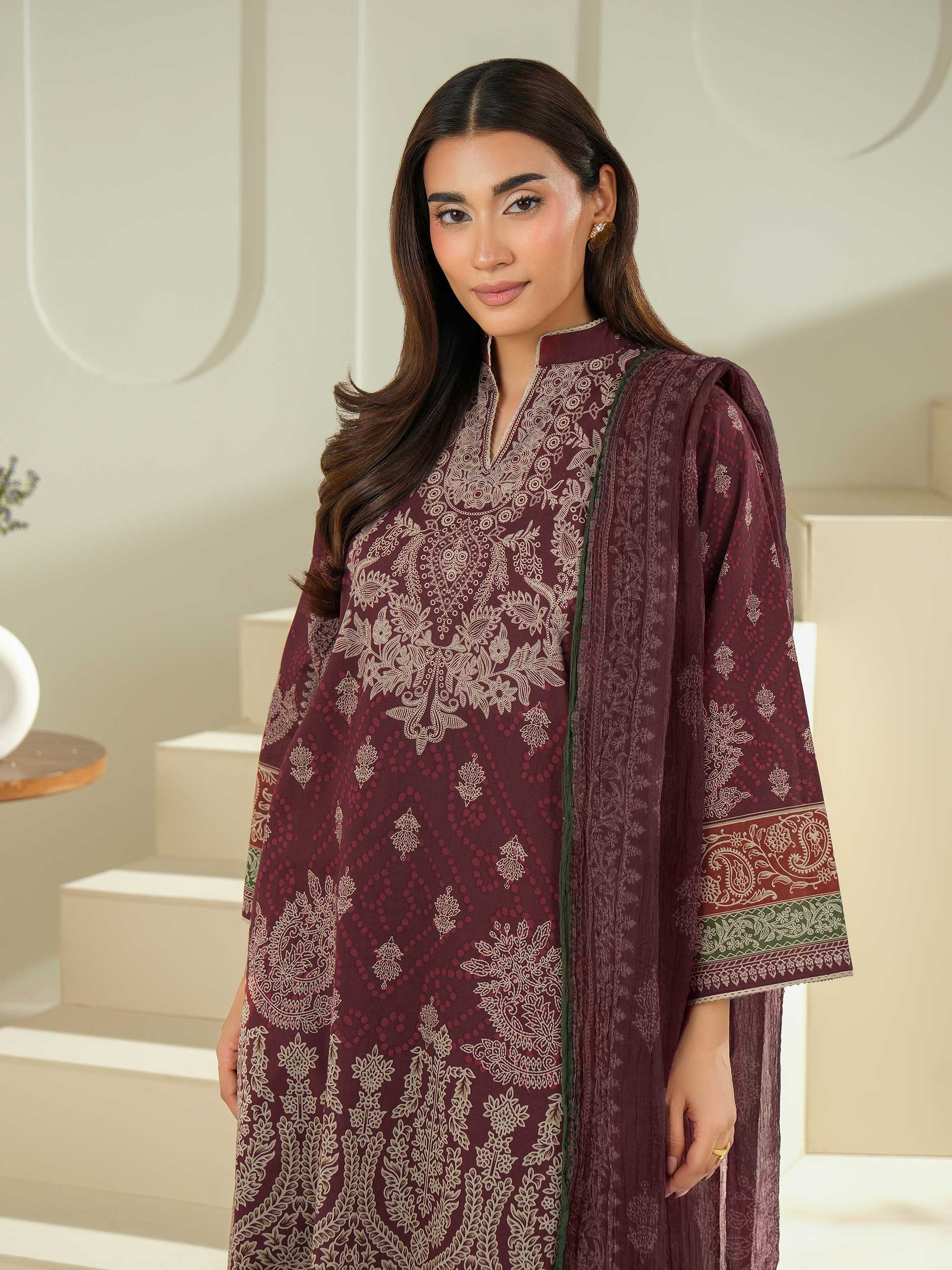 3 Piece Cambric Suit-Printed (Unstitched)