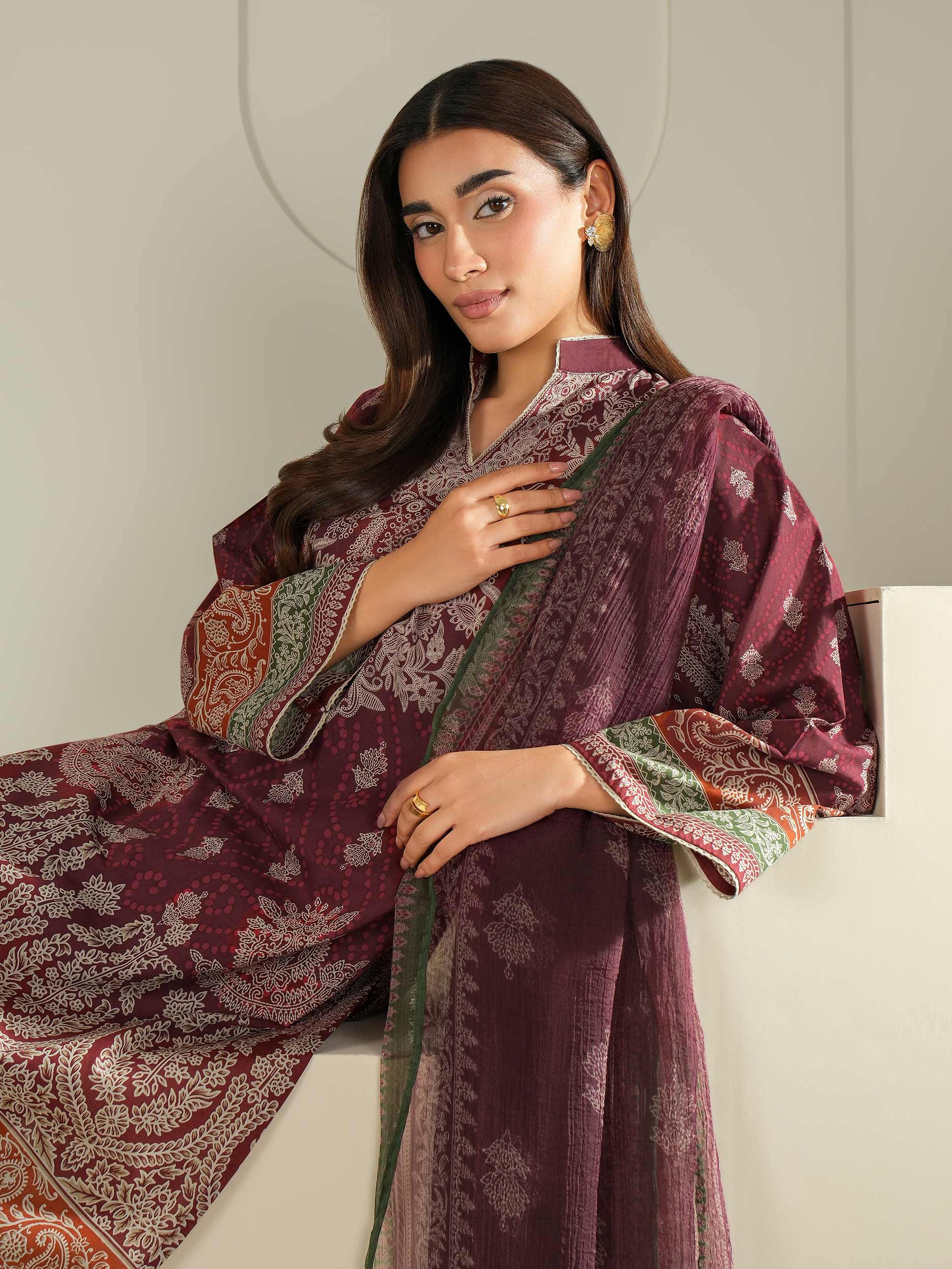 3 Piece Cambric Suit-Printed (Unstitched)