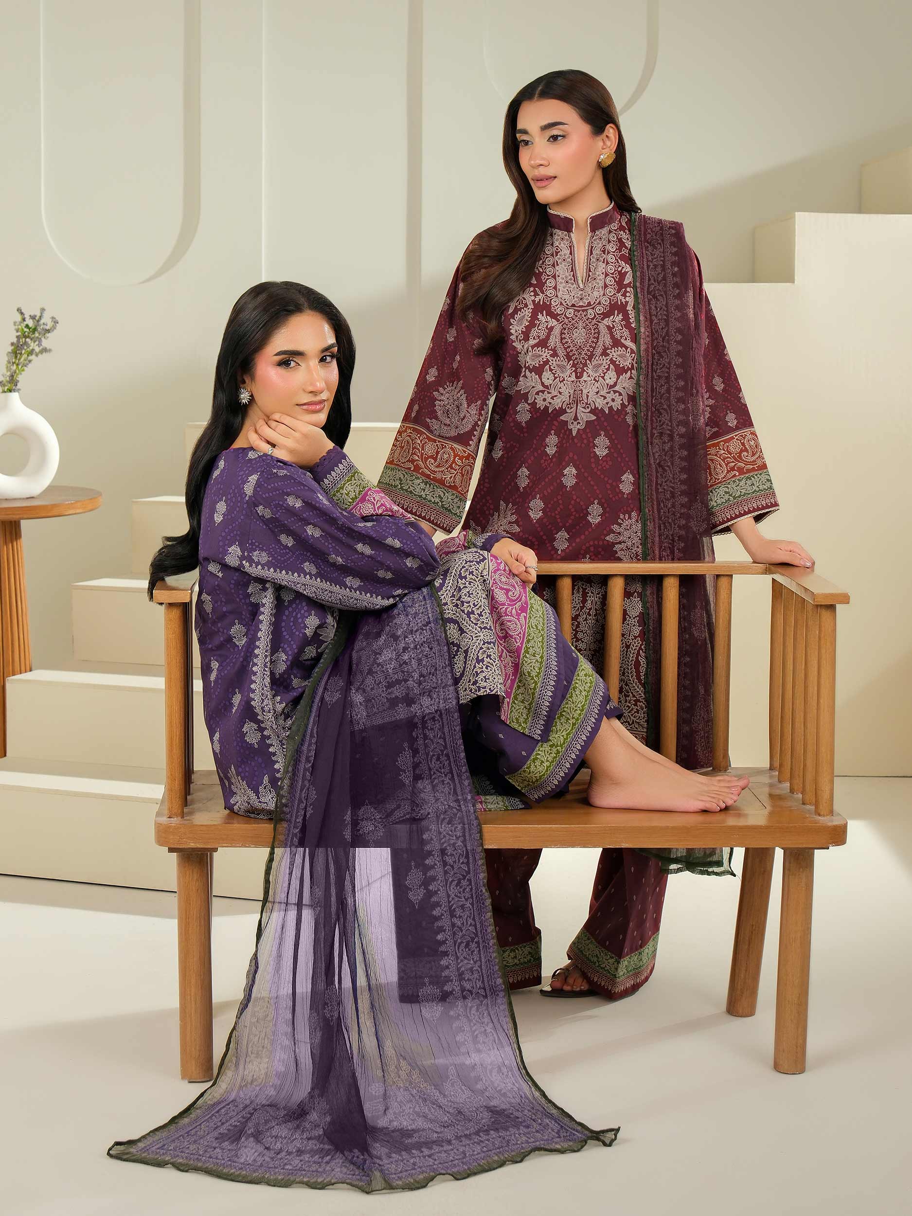 3 Piece Cambric Suit-Printed (Unstitched)