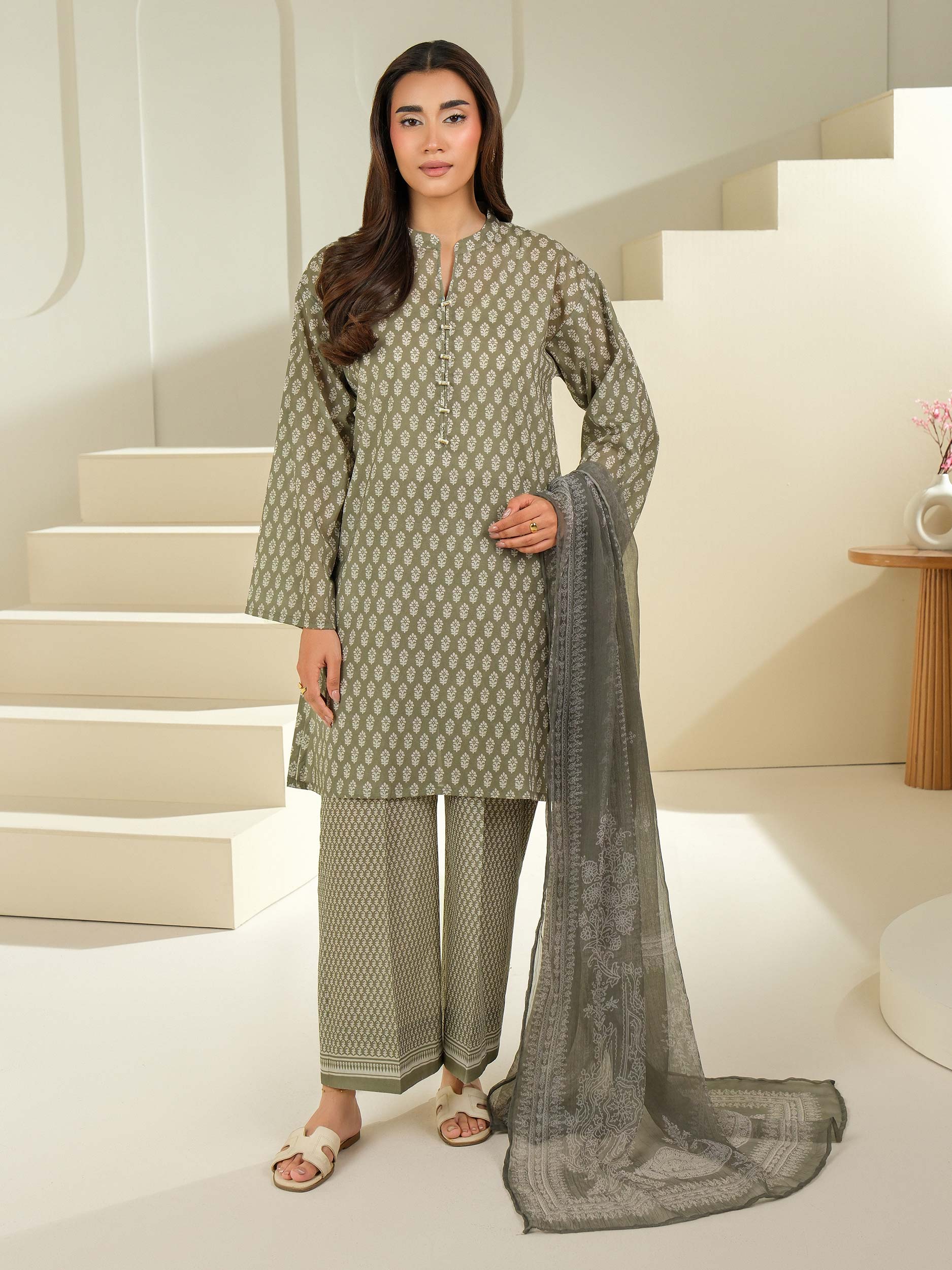 3 Piece Cambric Suit-Printed (Unstitched)
