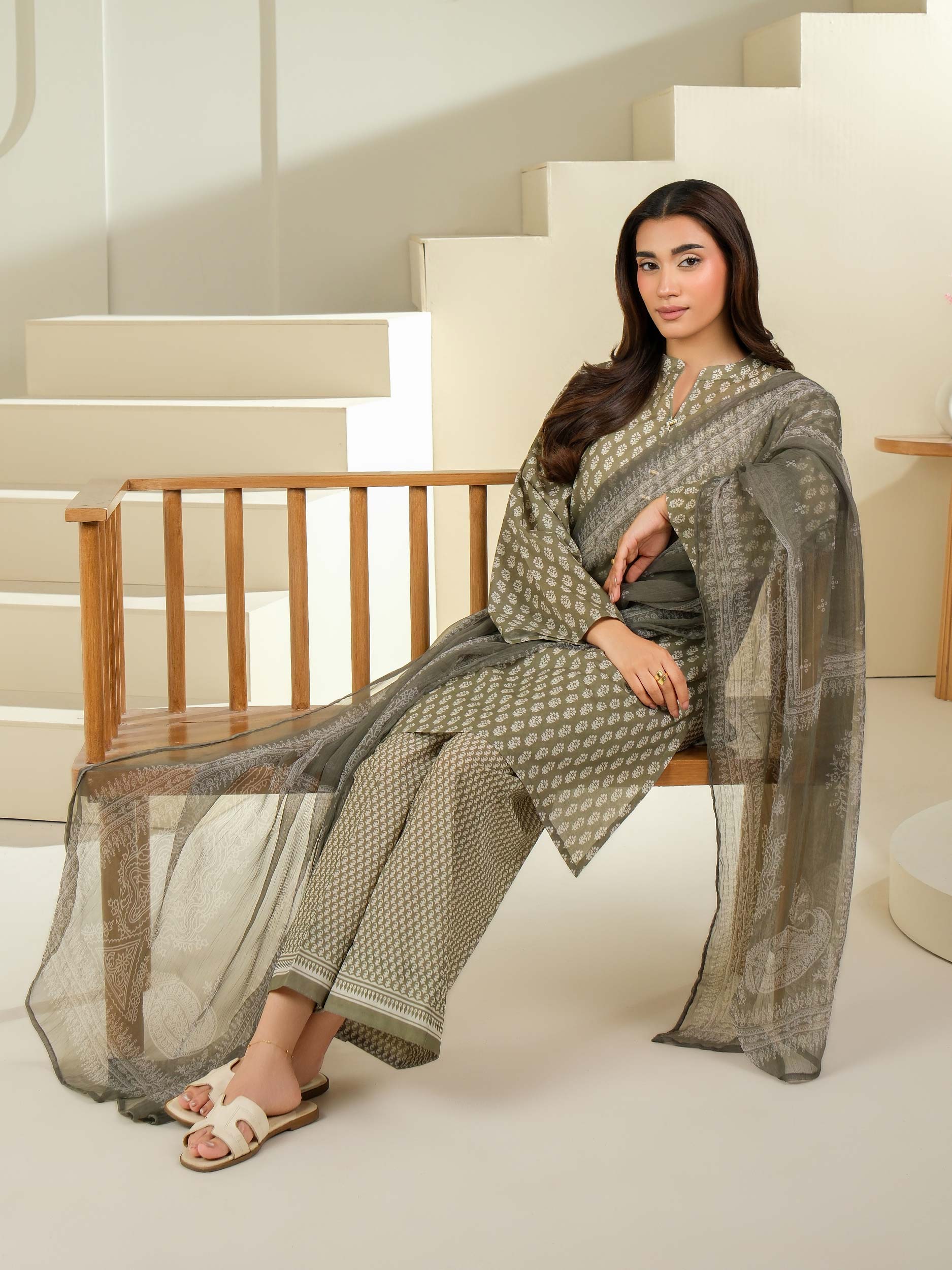 3 Piece Cambric Suit-Printed (Unstitched)