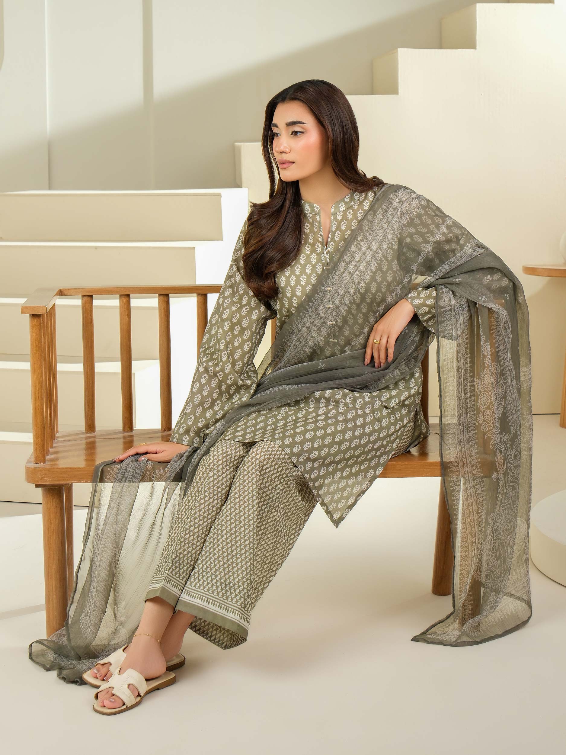 3 Piece Cambric Suit-Printed (Unstitched)