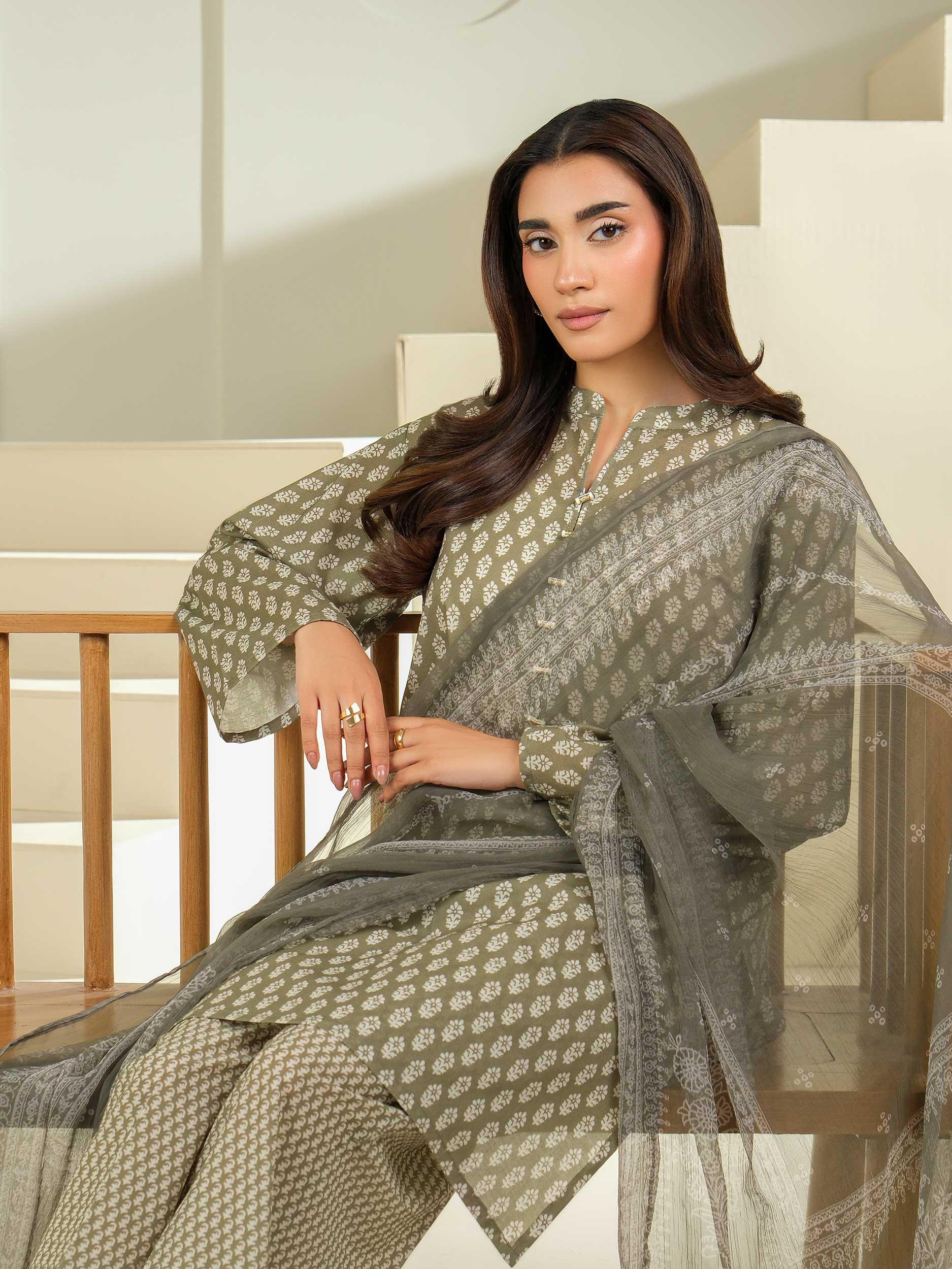 3 Piece Cambric Suit-Printed (Unstitched)