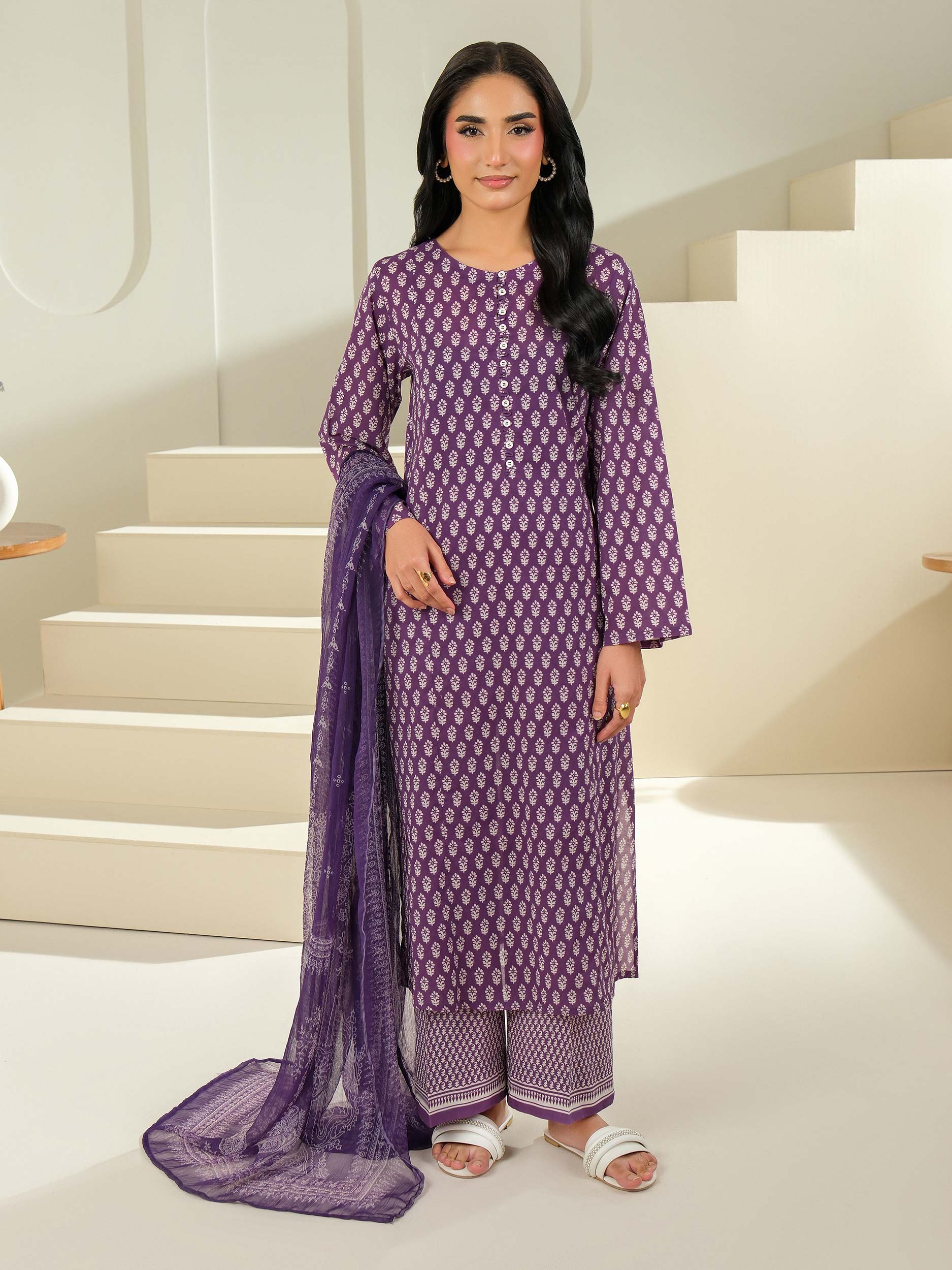 3 Piece Cambric Suit-Printed (Unstitched)