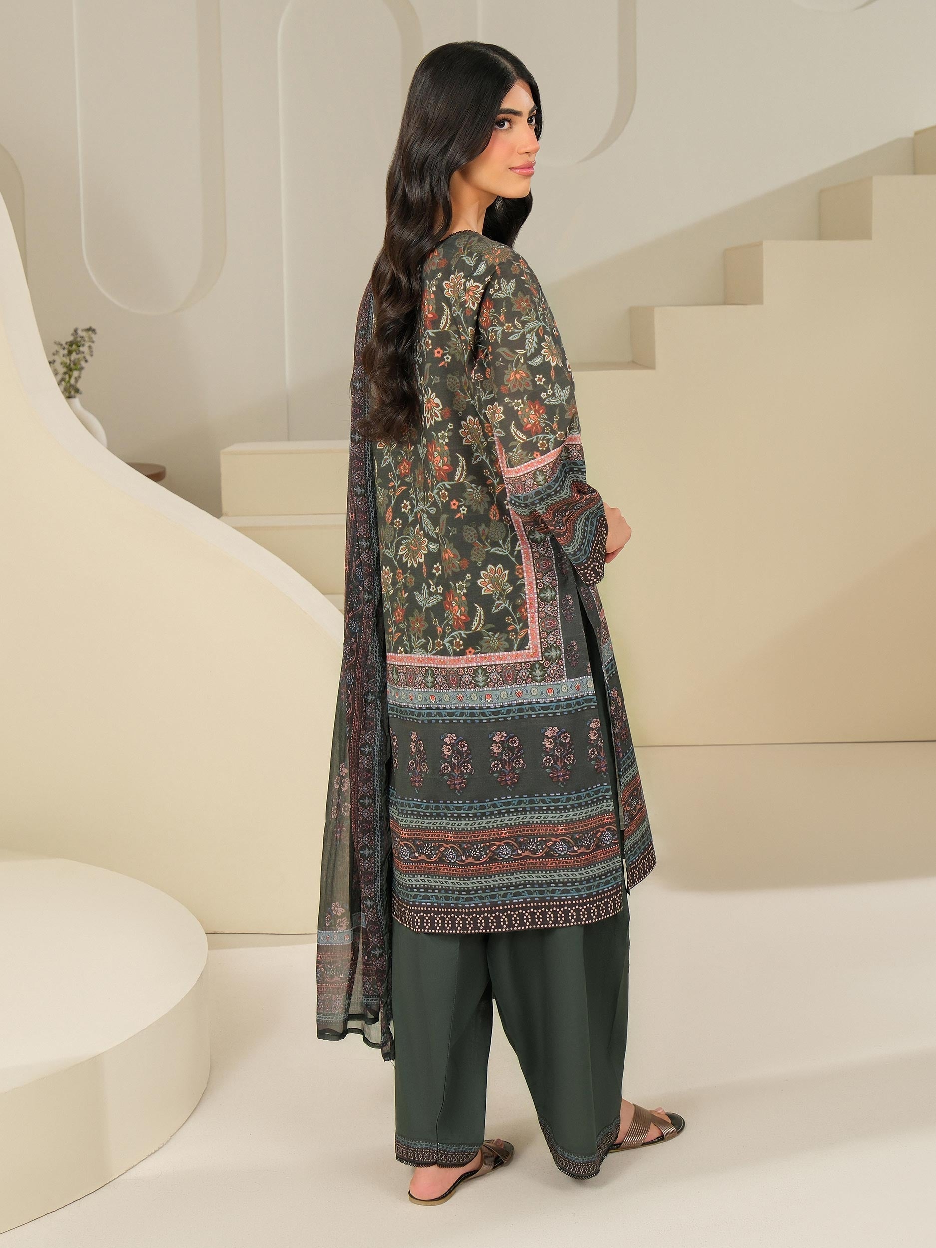 3 Piece Cambric Suit-Printed (Unstitched)