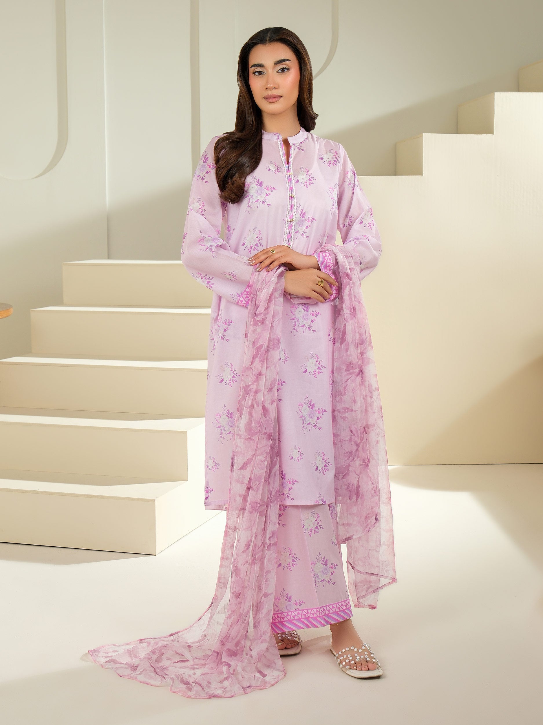 3 Piece Cambric Suit-Printed (Unstitched)