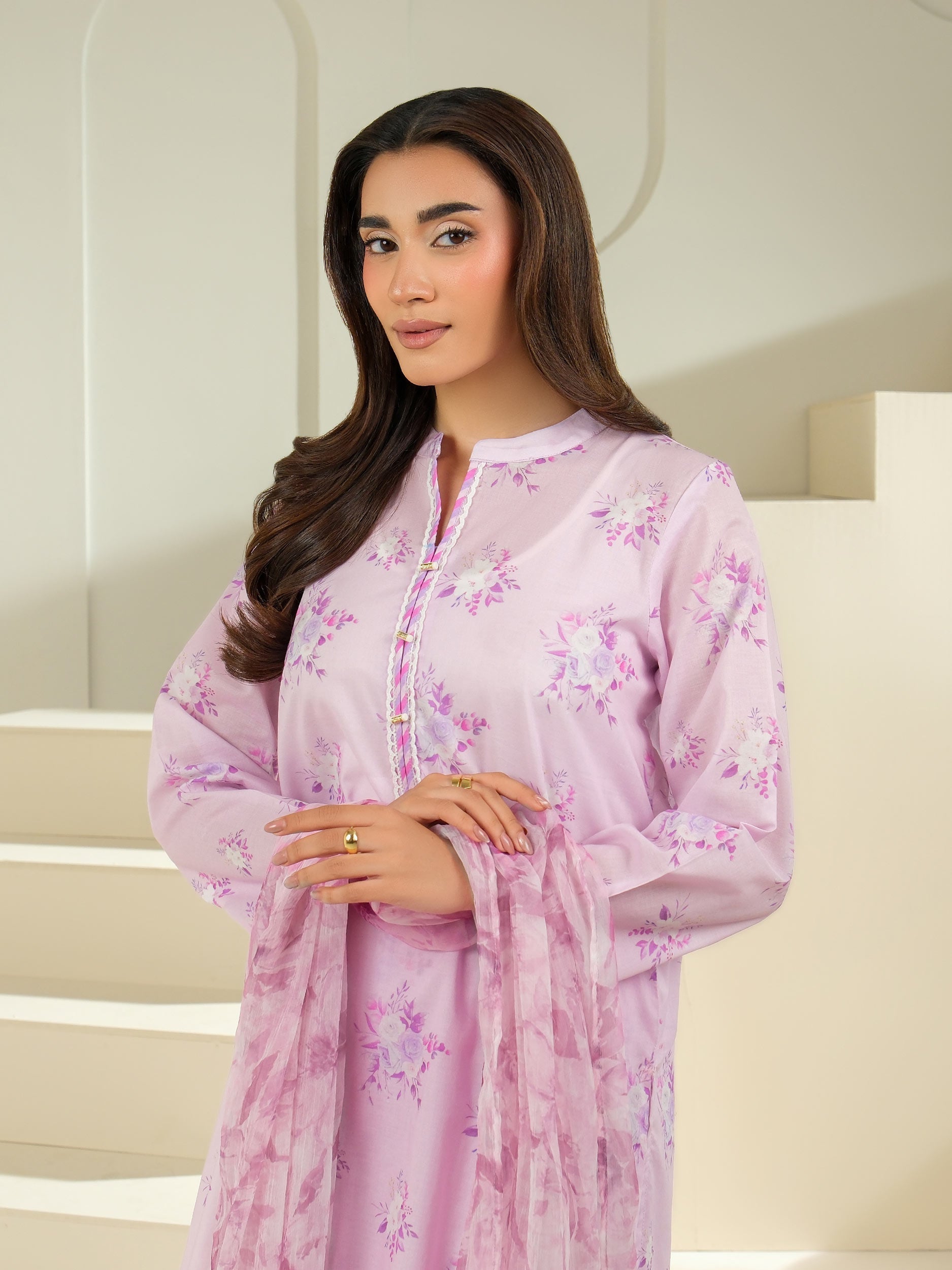3 Piece Cambric Suit-Printed (Unstitched)