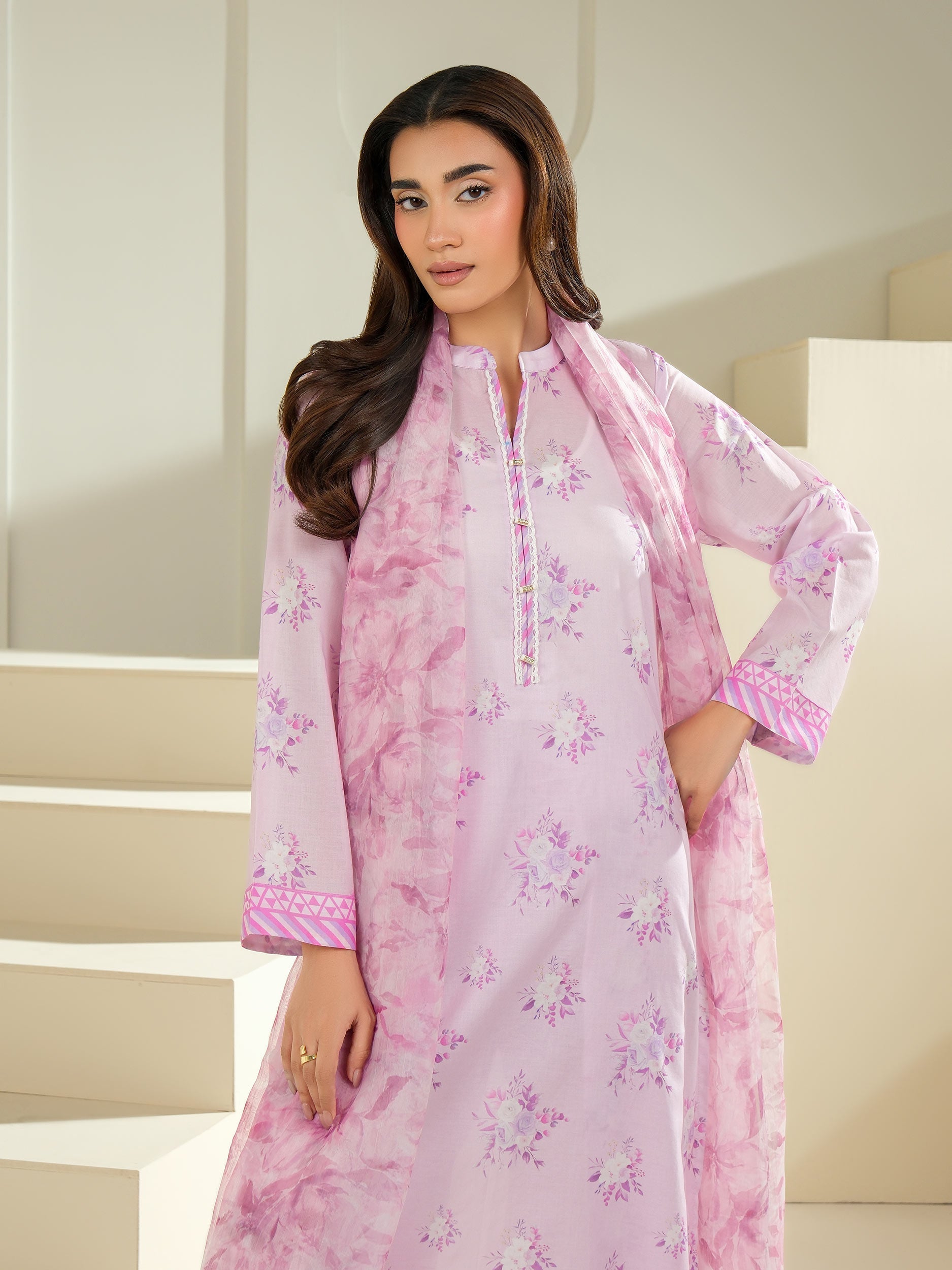 3 Piece Cambric Suit-Printed (Unstitched)