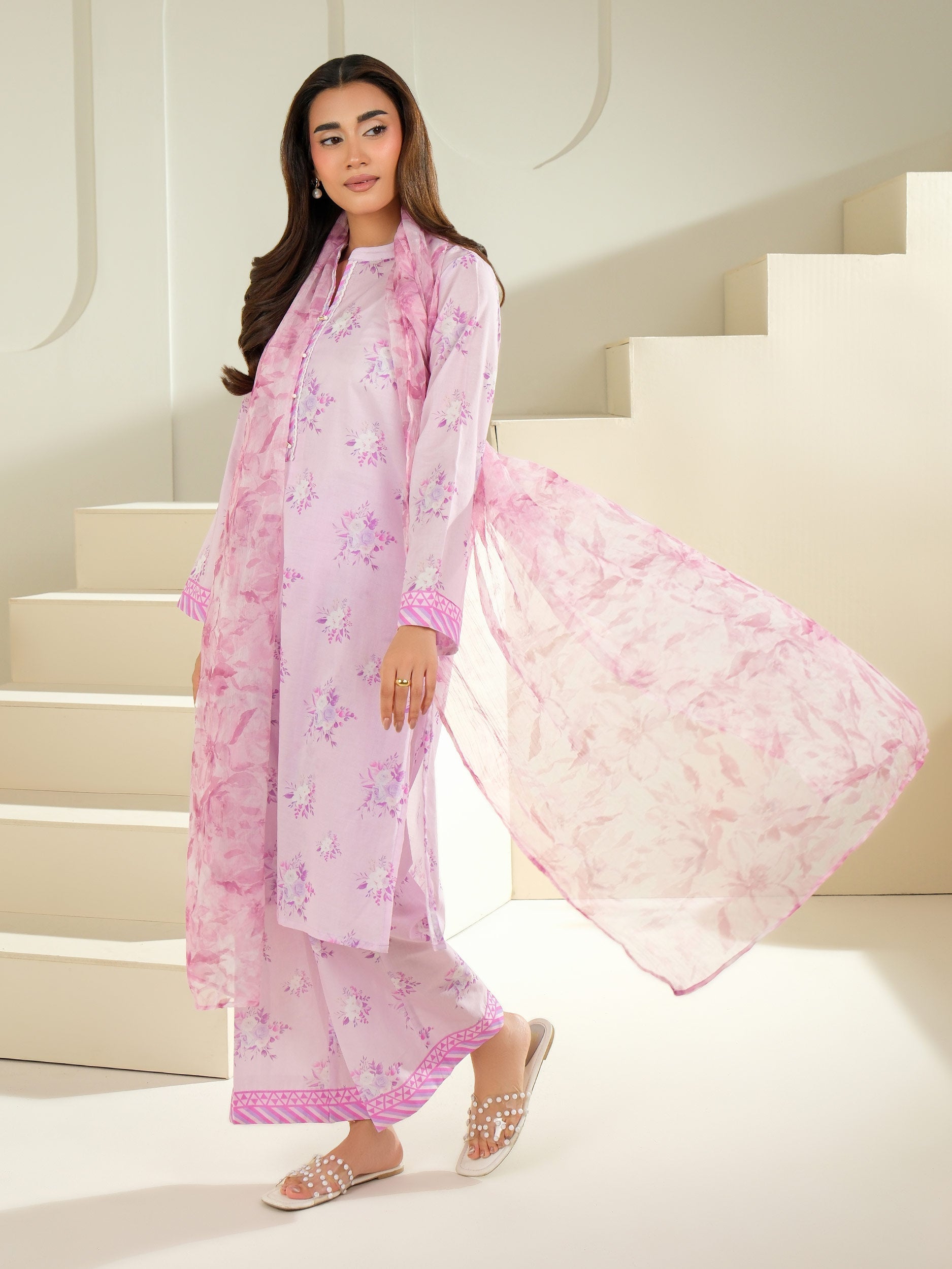 3 Piece Cambric Suit-Printed (Unstitched)