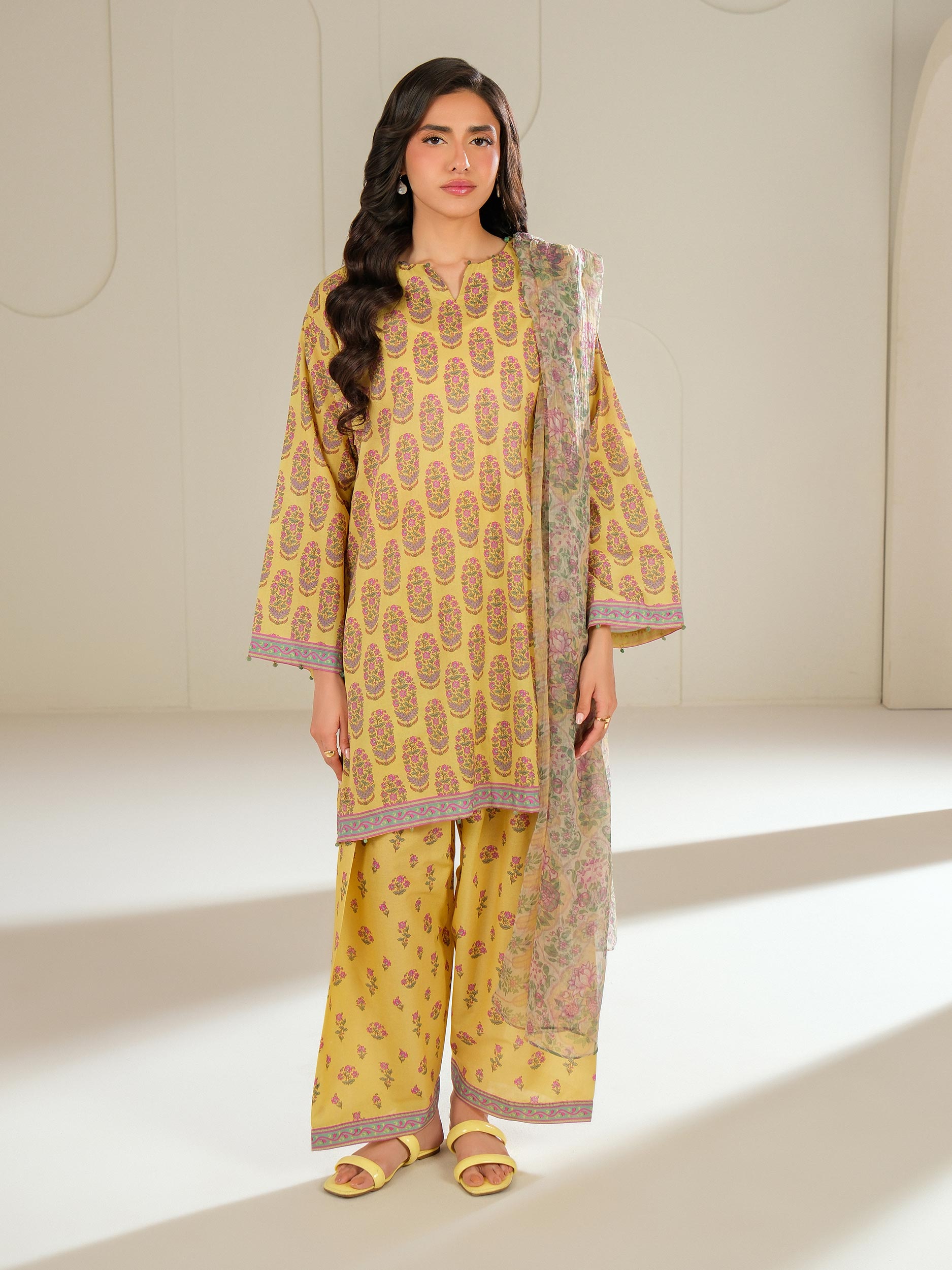 3 Piece Cambric Suit-Printed (Unstitched)