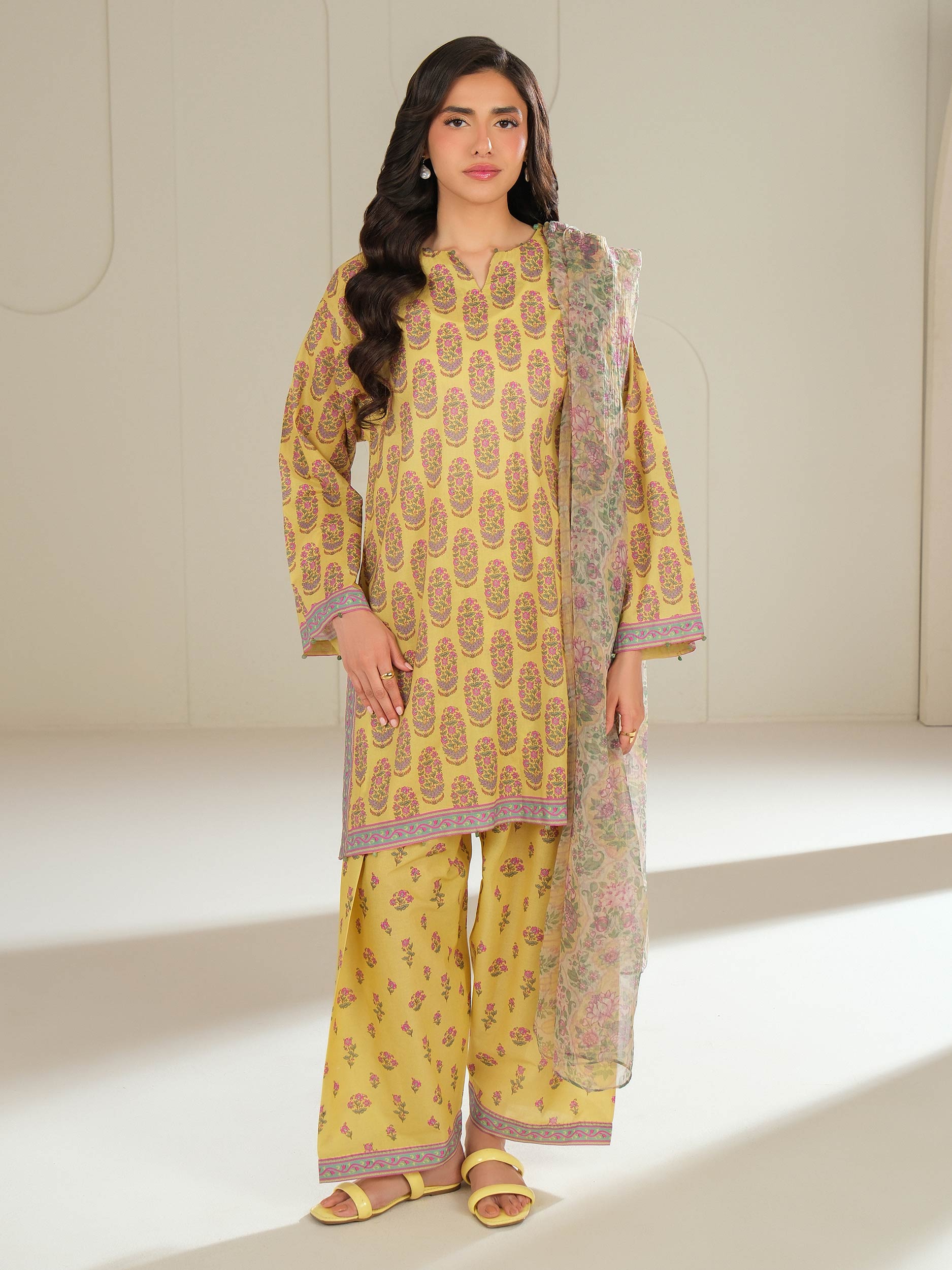 3 Piece Cambric Suit-Printed (Unstitched)