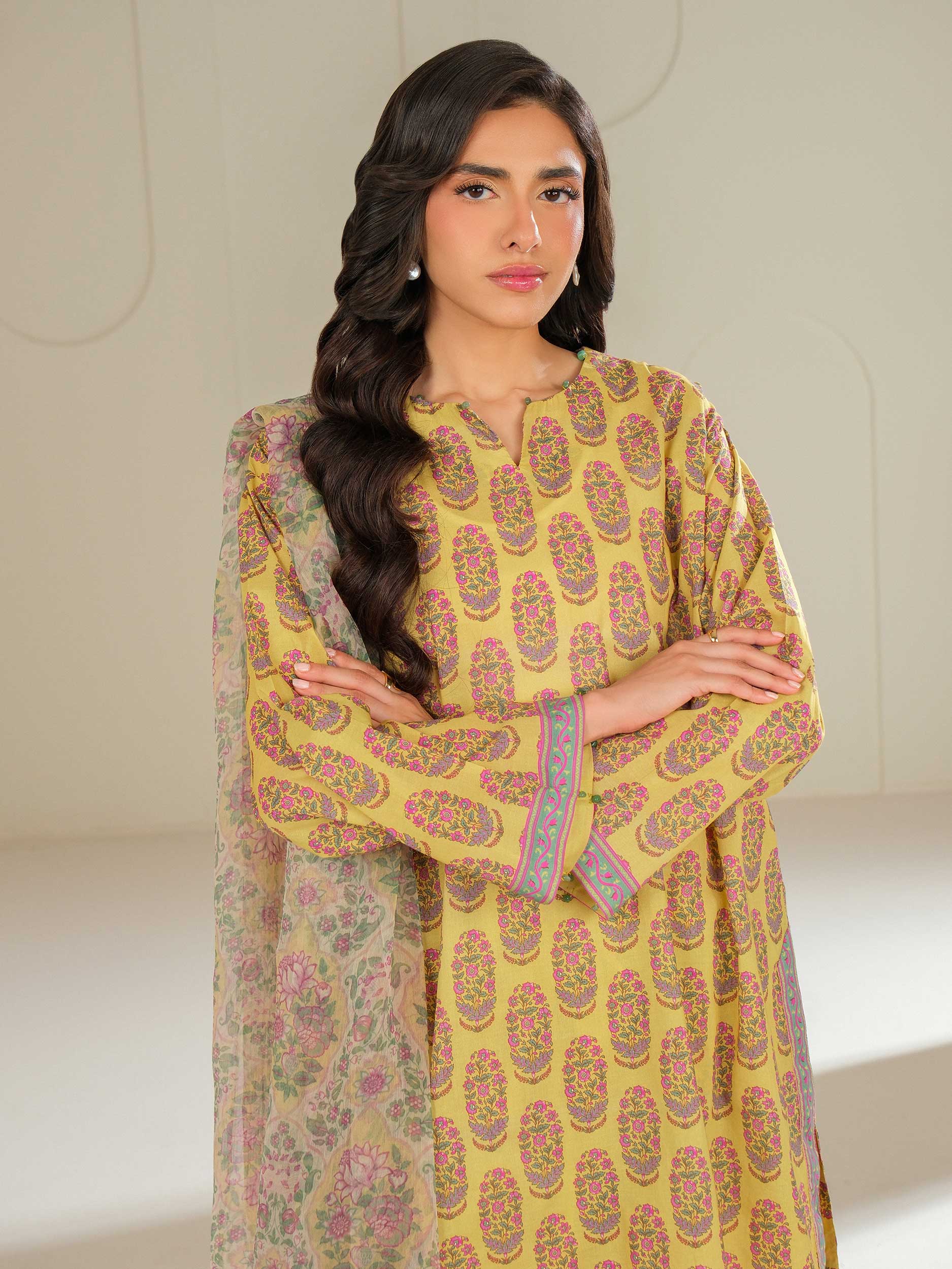 3 Piece Cambric Suit-Printed (Unstitched)