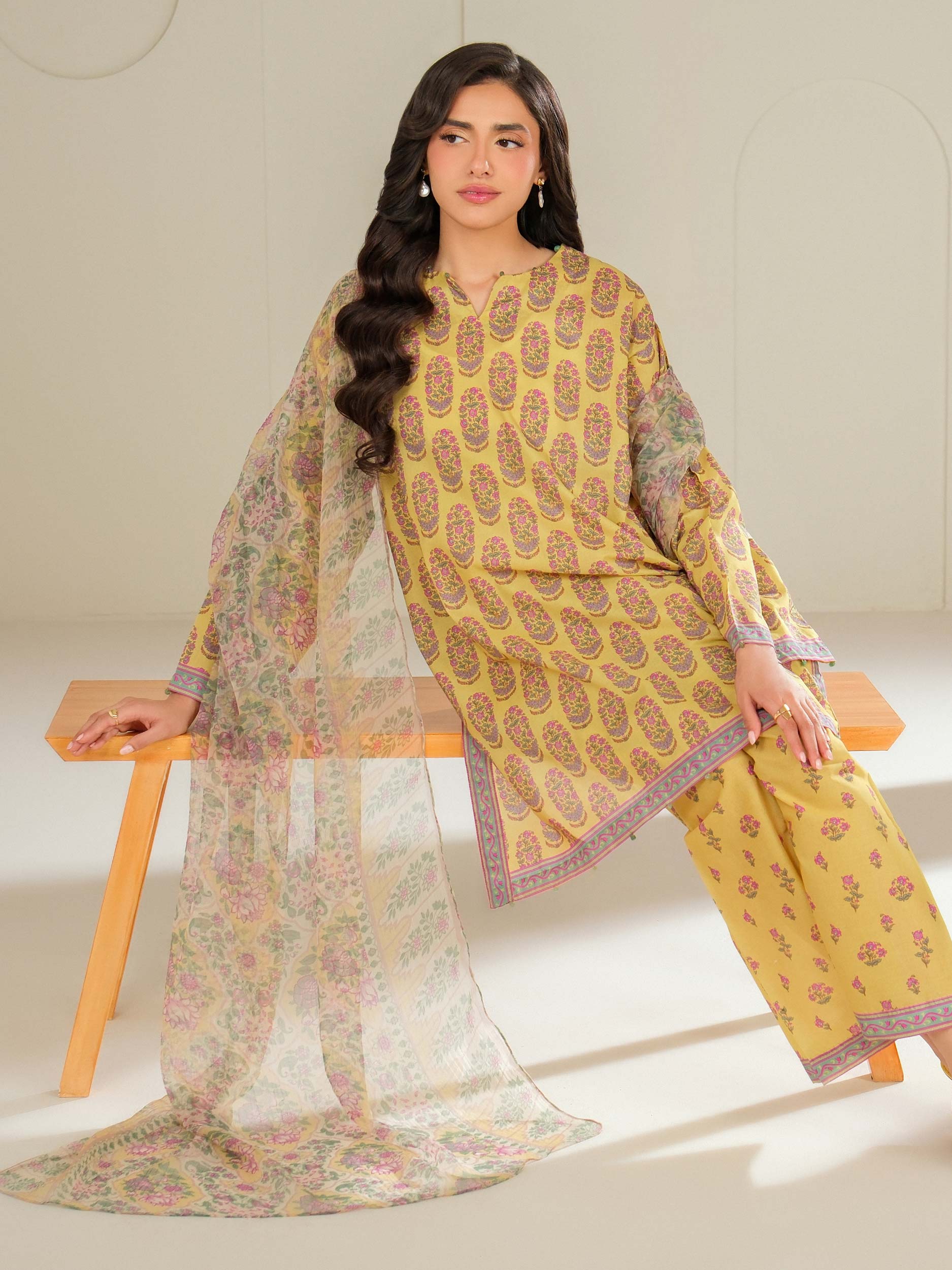 3 Piece Cambric Suit-Printed (Unstitched)