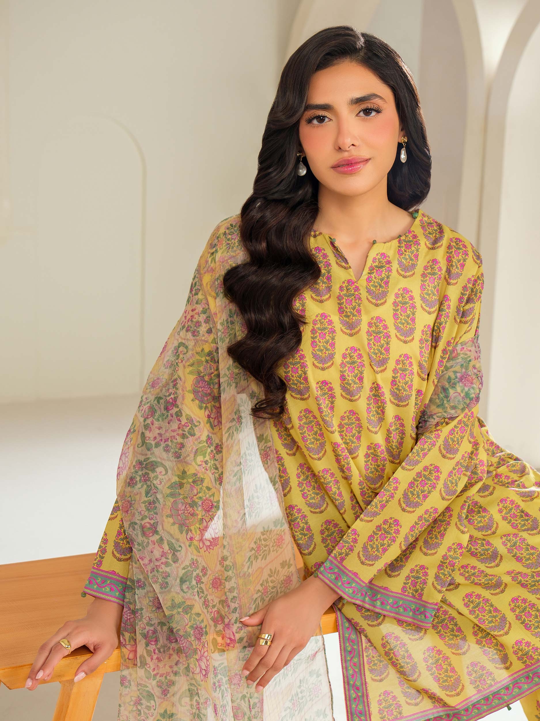 3 Piece Cambric Suit-Printed (Unstitched)