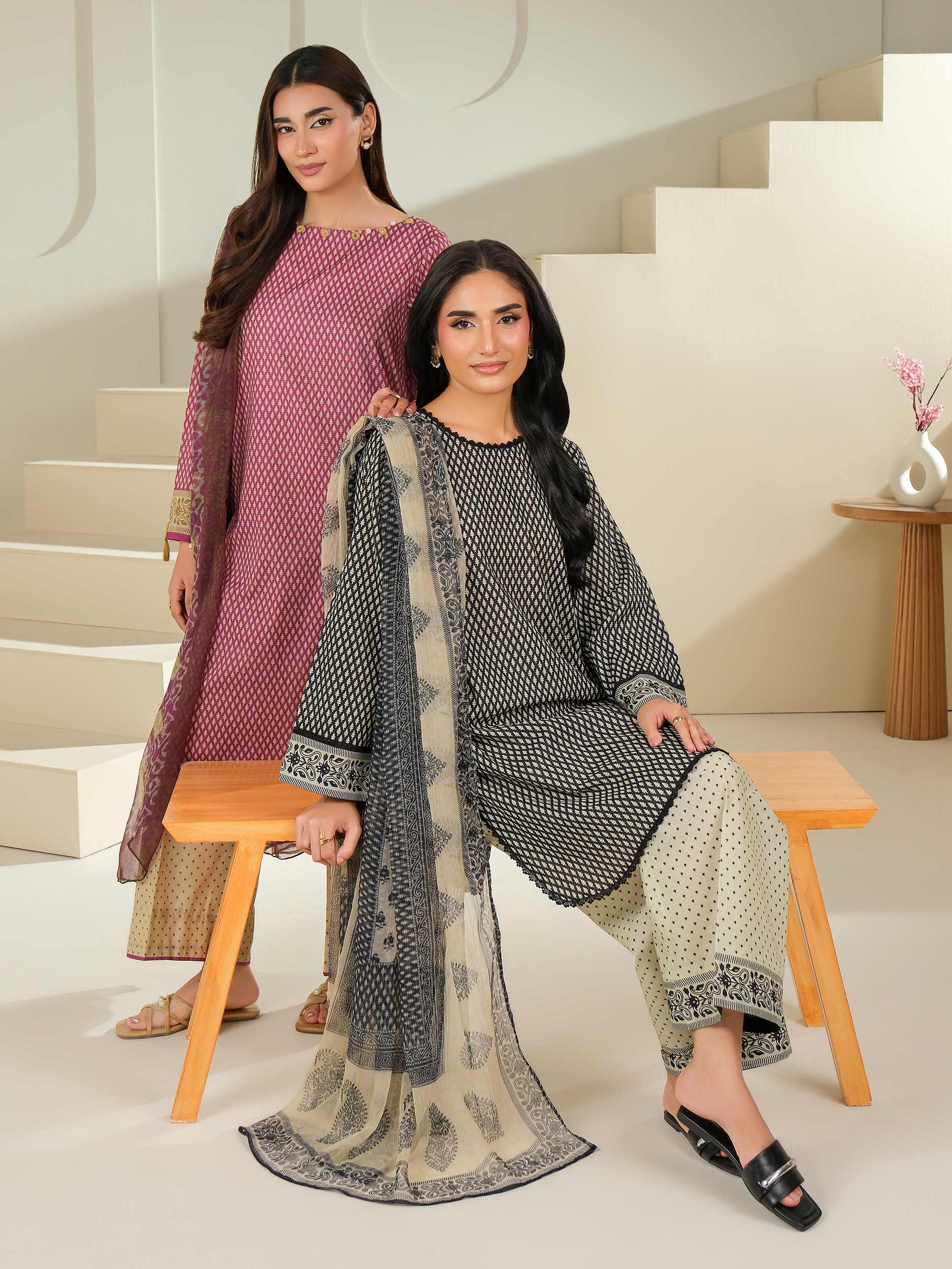 3 Piece Cambric Suit-Printed (Unstitched)