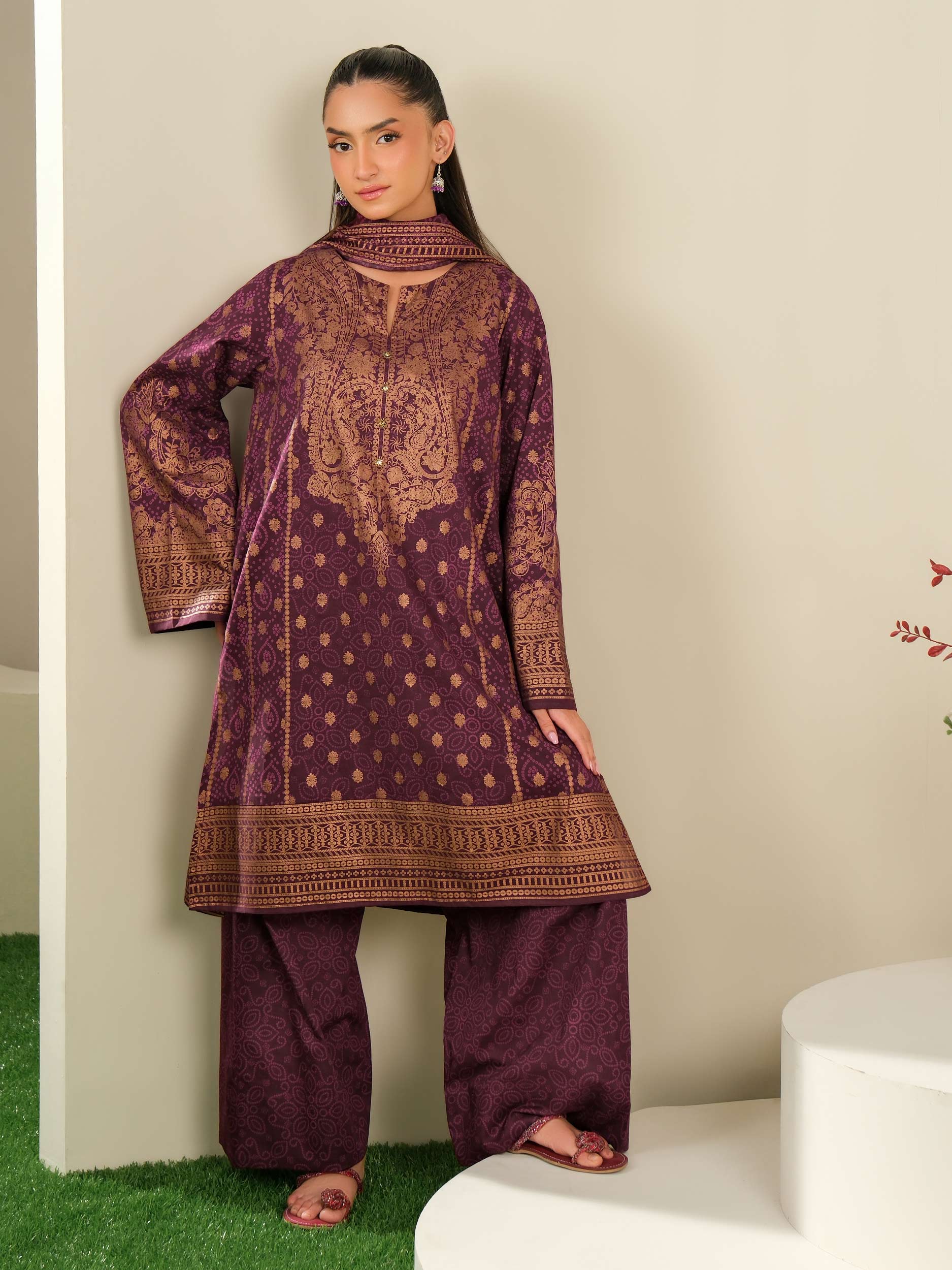 3 Piece Lawn Suit-Paste Print (Unstitched)