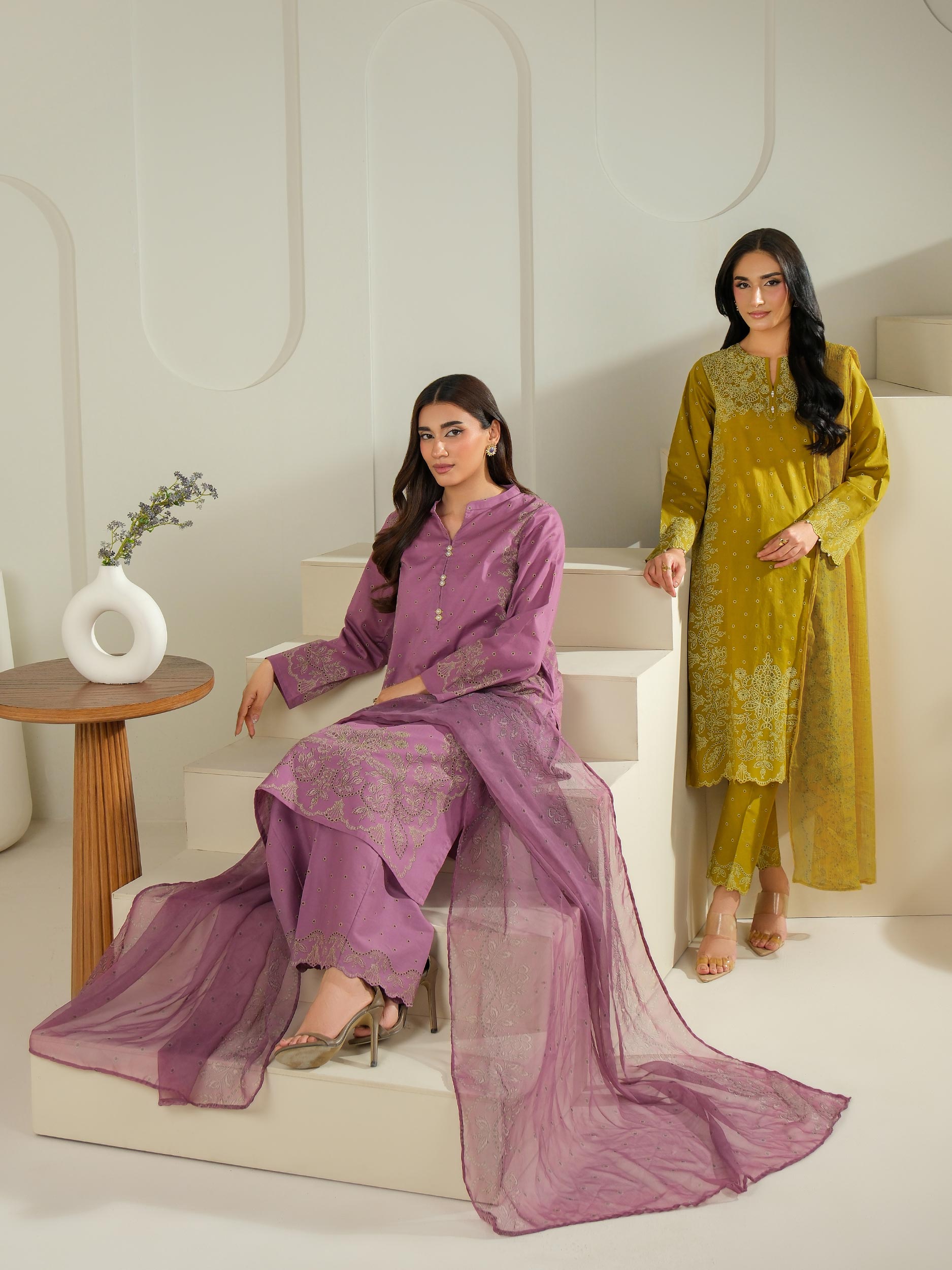 3 Piece Cambric Suit-Paste Print (Unstitched)