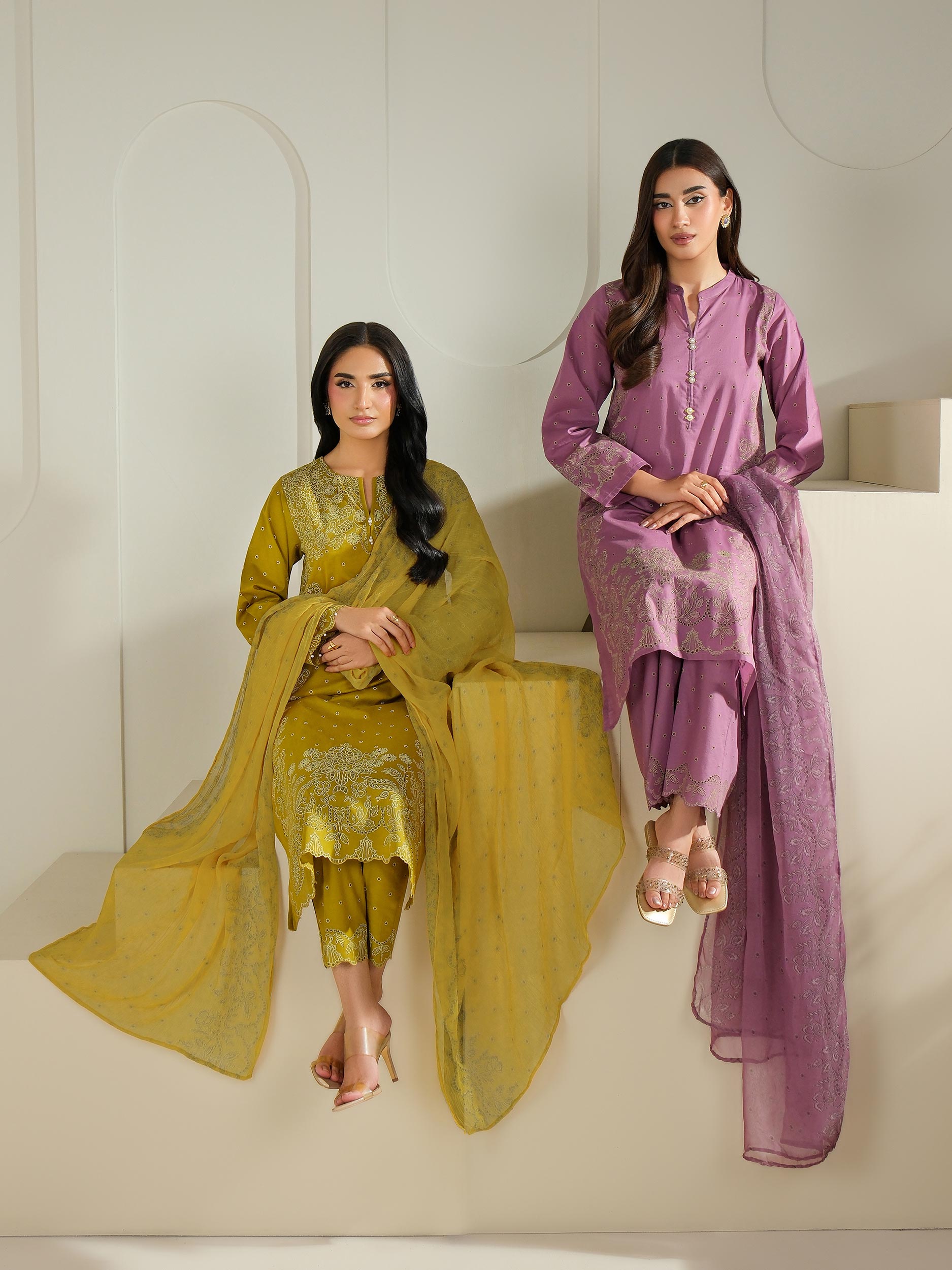 3 Piece Cambric Suit-Paste Print (Unstitched)