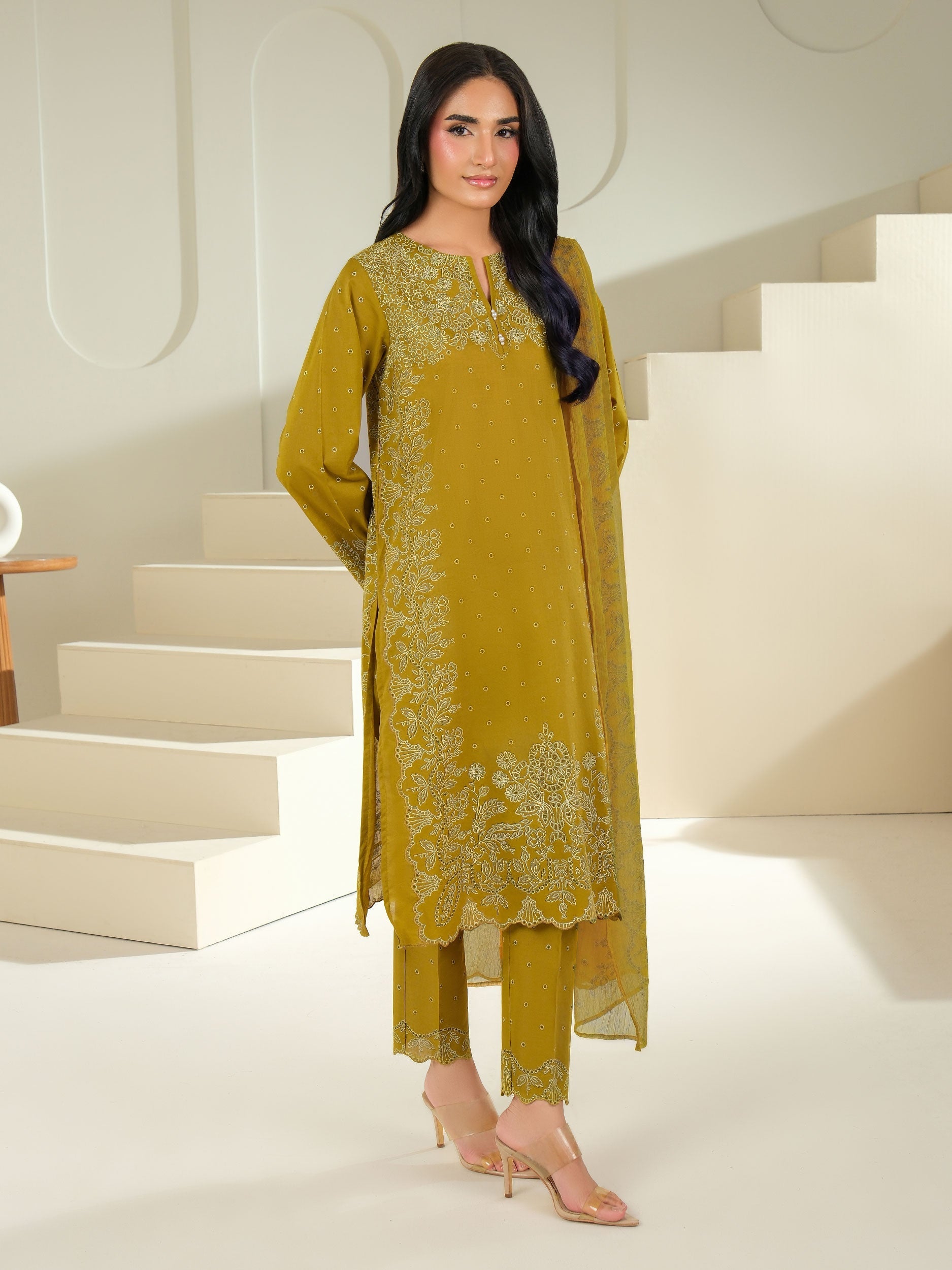3 Piece Cambric Suit-Paste Print (Unstitched)