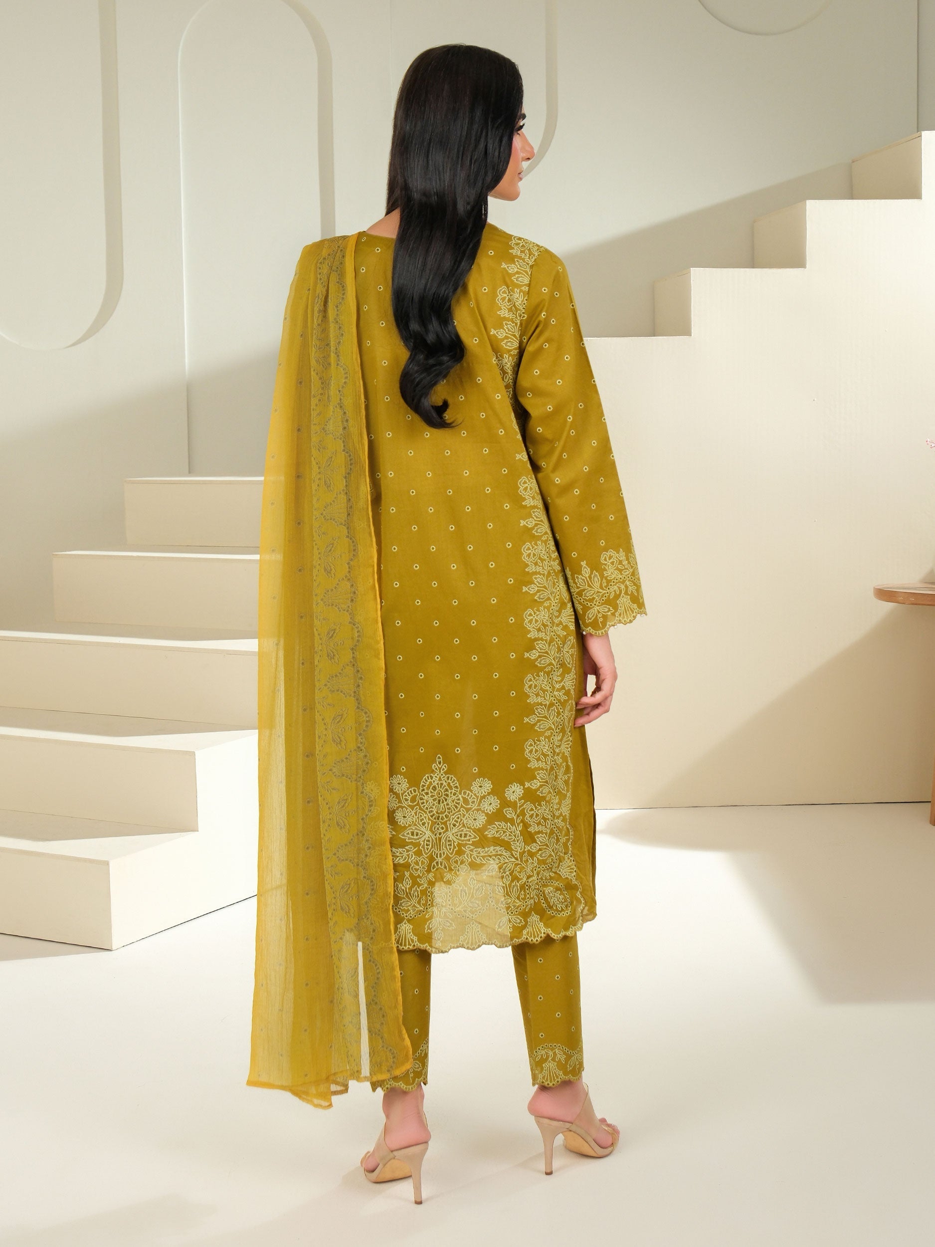 3 Piece Cambric Suit-Paste Print (Unstitched)