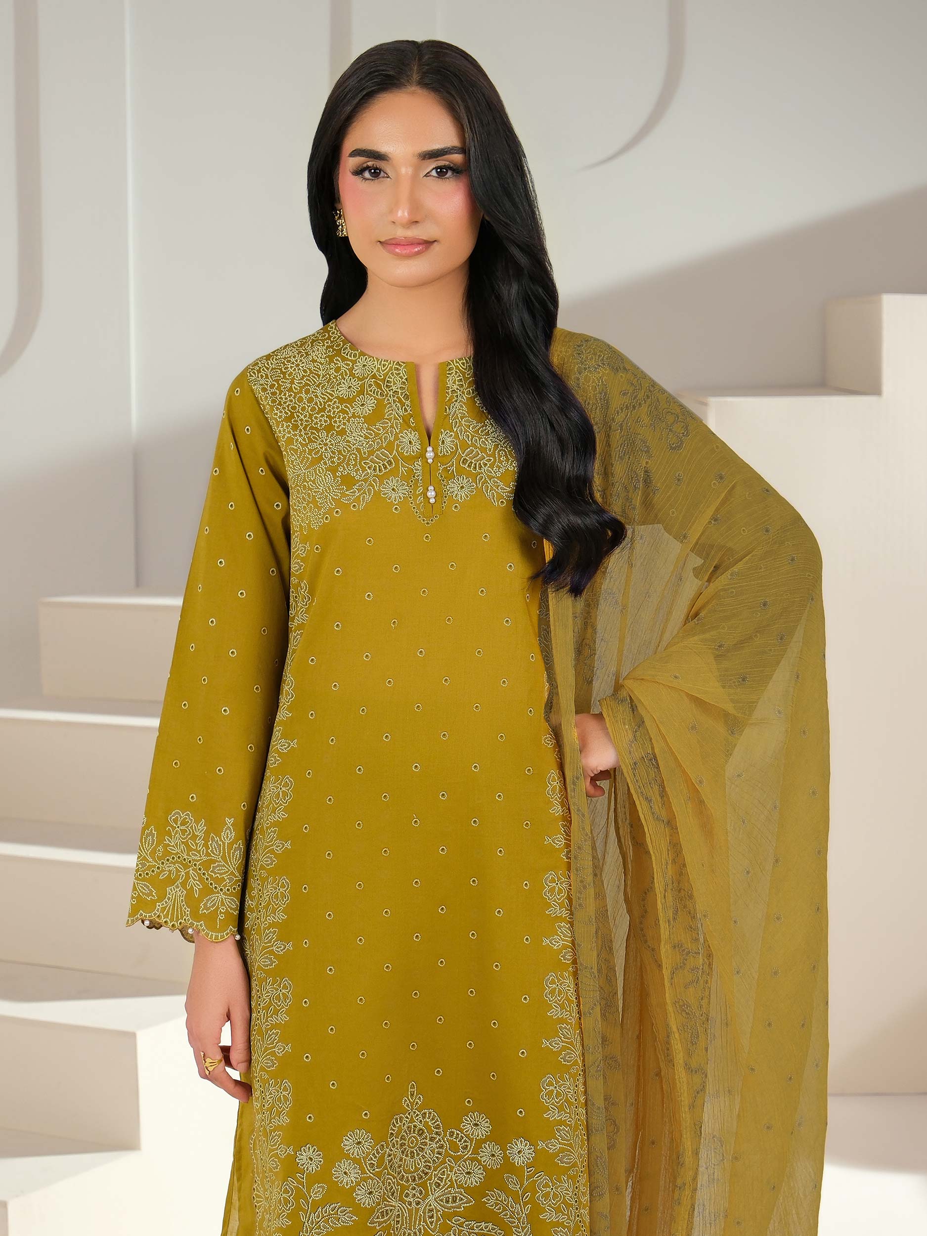 3 Piece Cambric Suit-Paste Print (Unstitched)