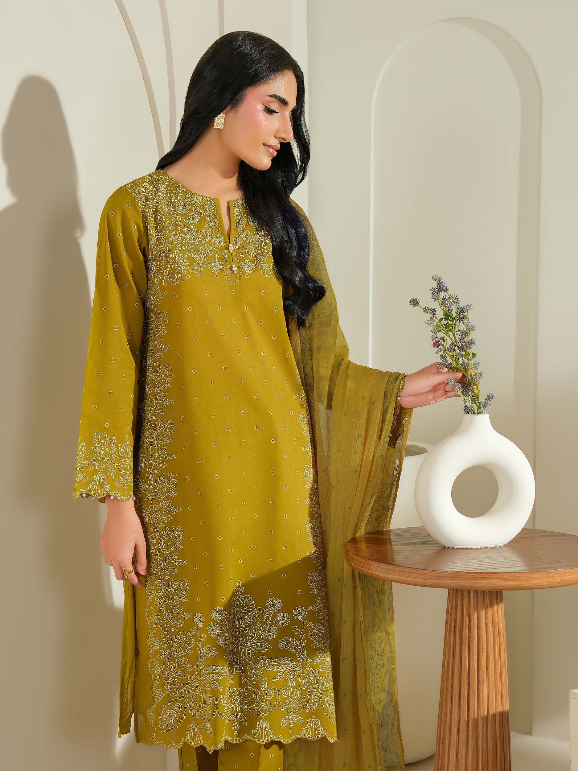 3 Piece Cambric Suit-Paste Print (Unstitched)