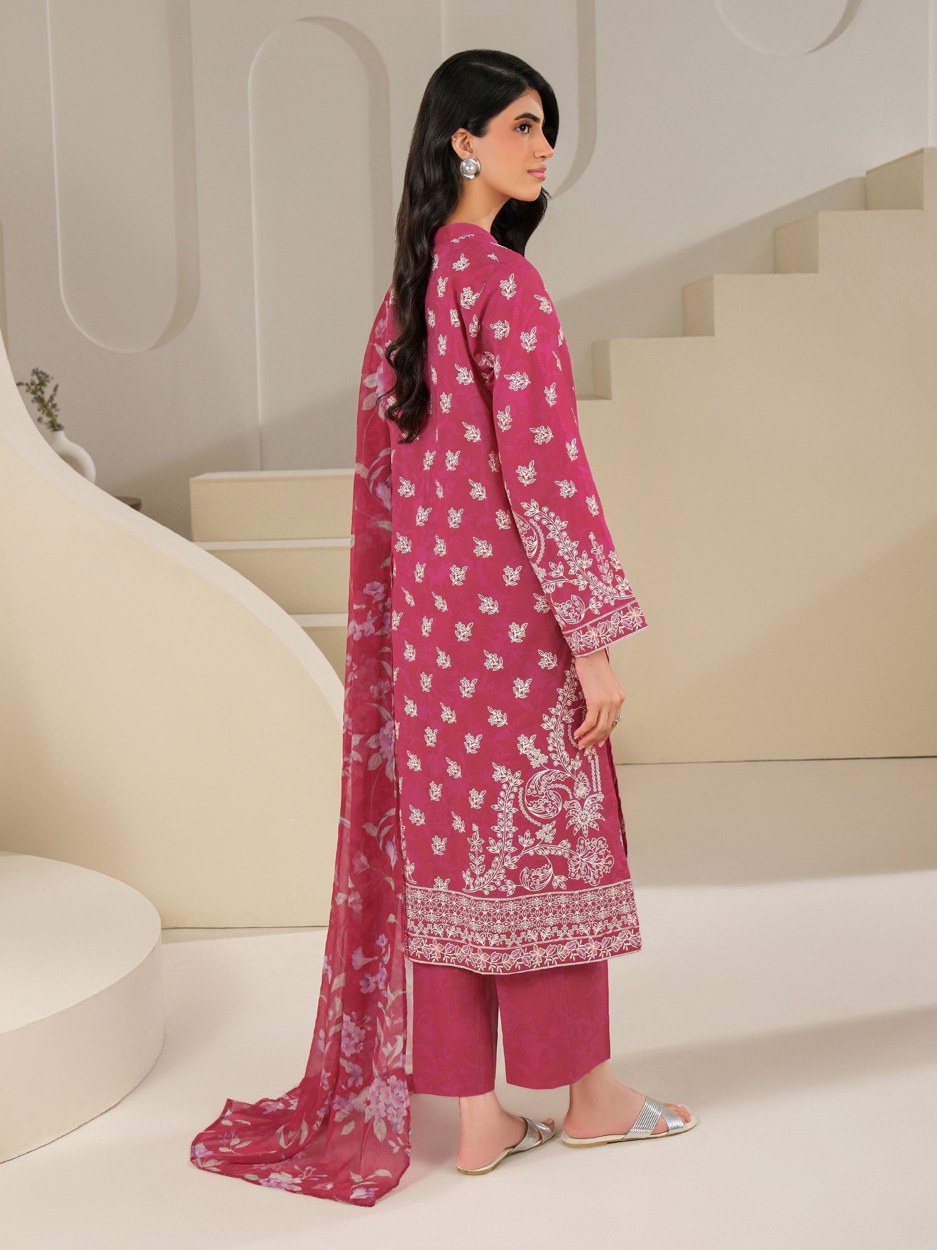 3 Piece Cambric Suit-Paste Print (Unstitched)