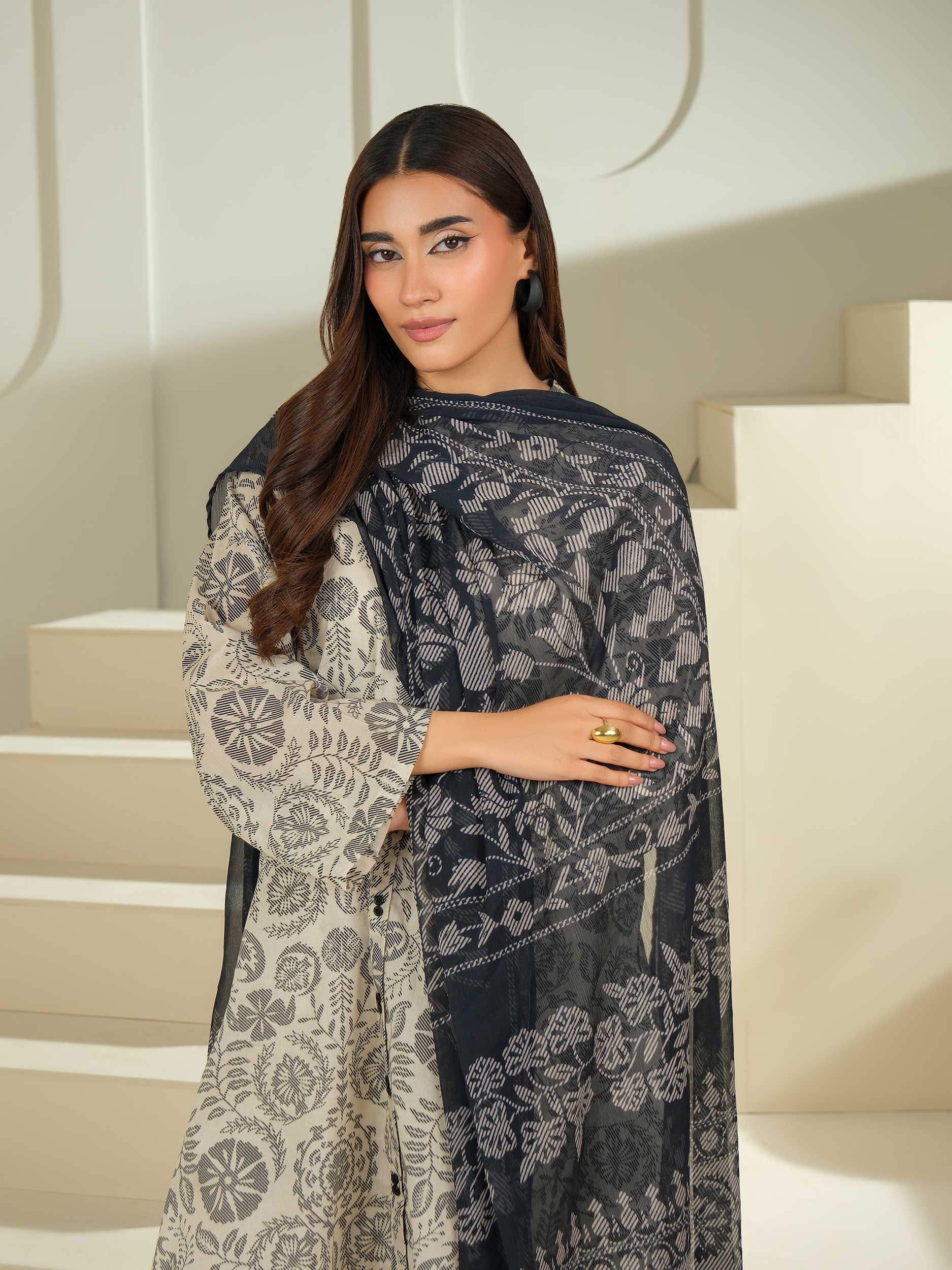 3 Piece Cambric Suit-Printed (Unstitched)