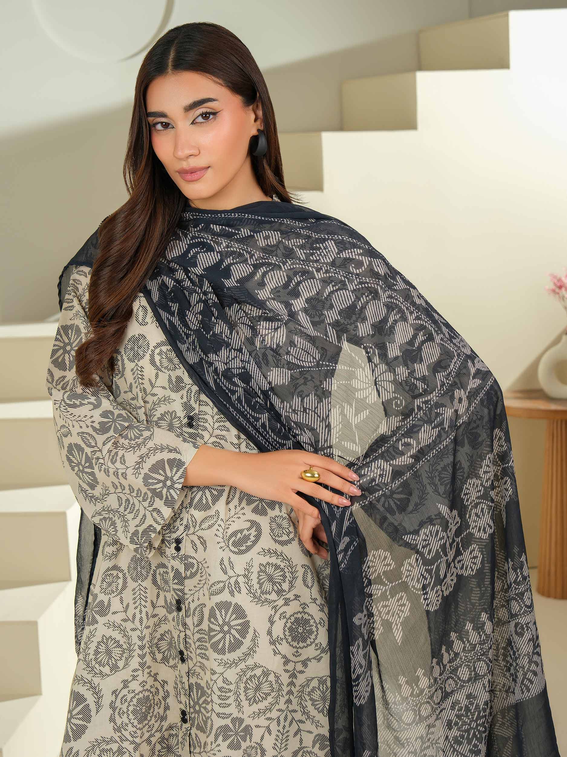 3 Piece Cambric Suit-Printed (Unstitched)