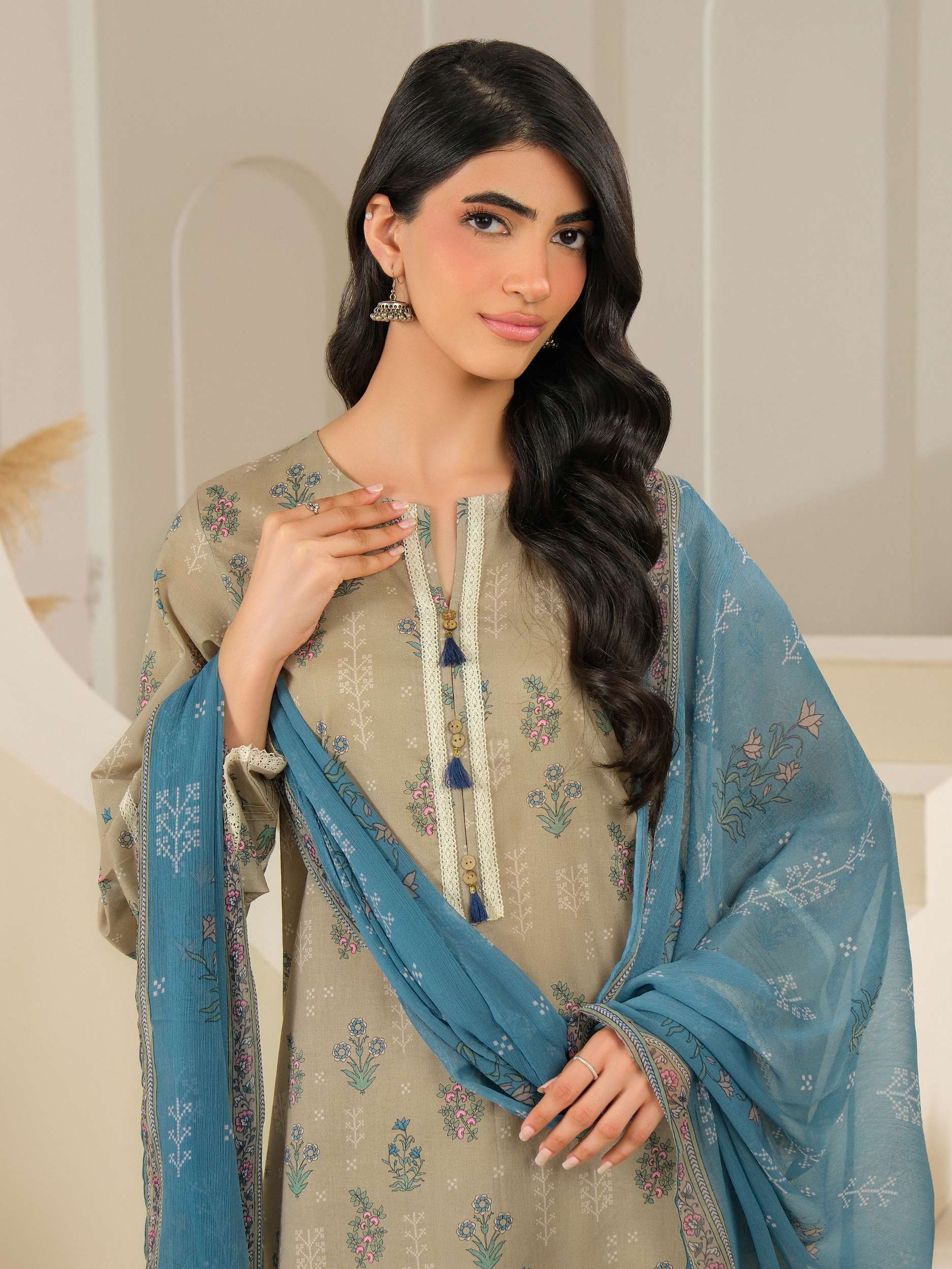 3 Piece Cambric Suit-Printed (Unstitched)