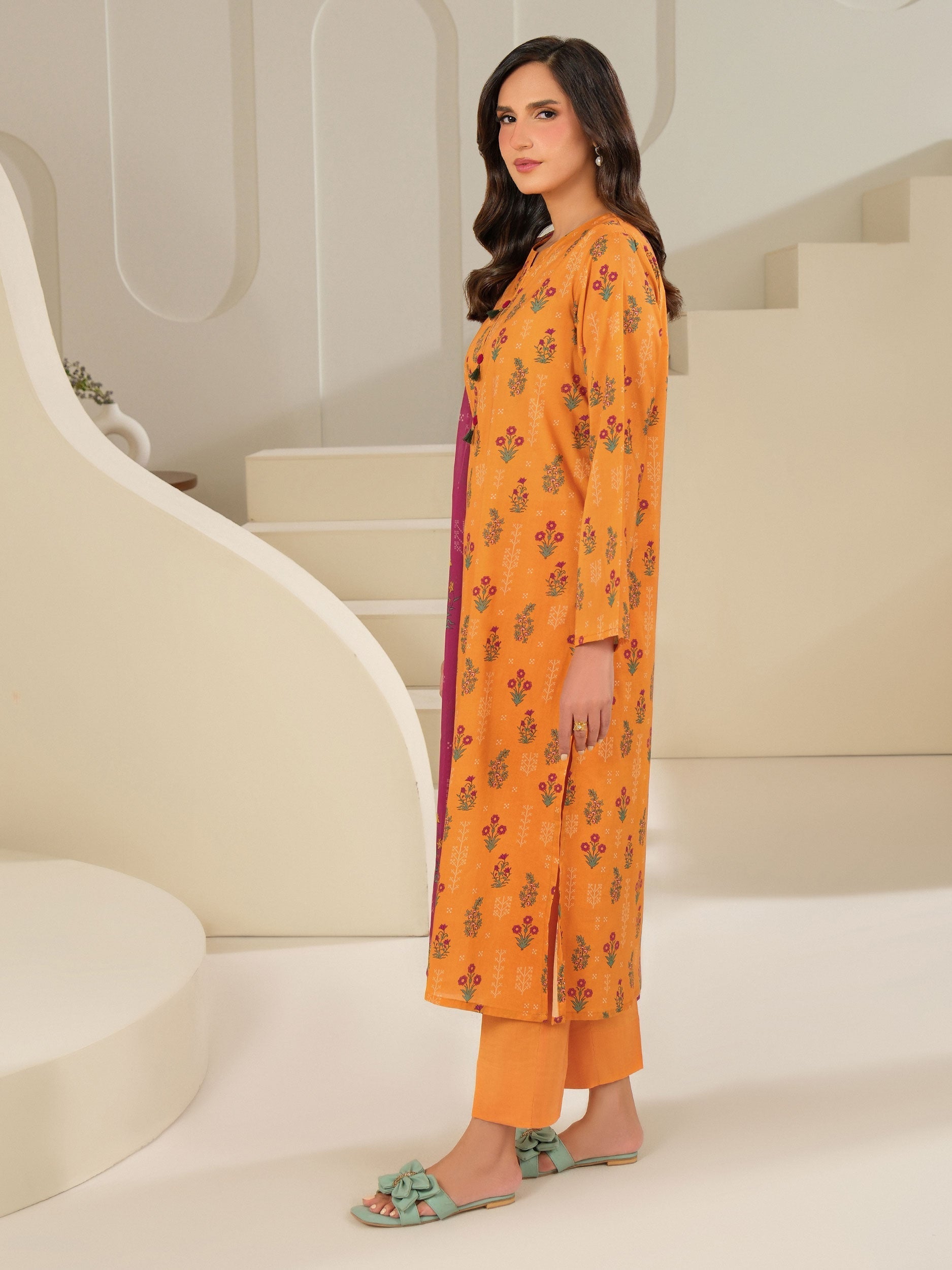3 Piece Cambric Suit-Printed (Unstitched)