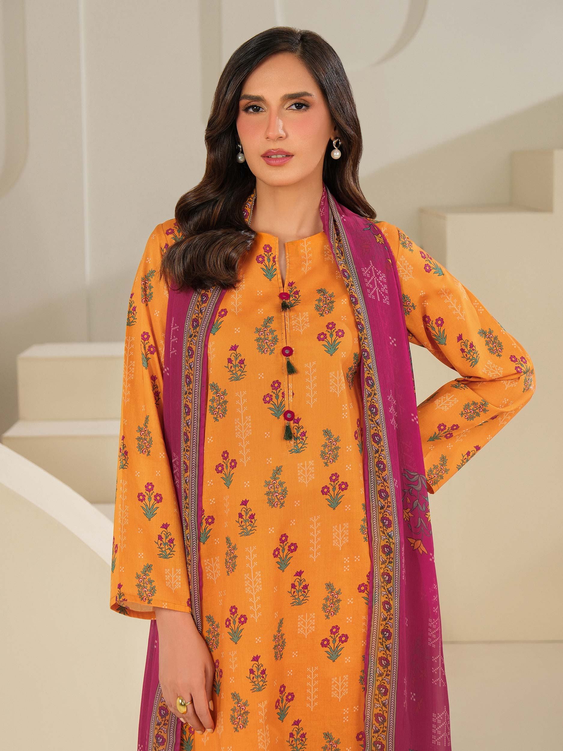 3 Piece Cambric Suit-Printed (Unstitched)