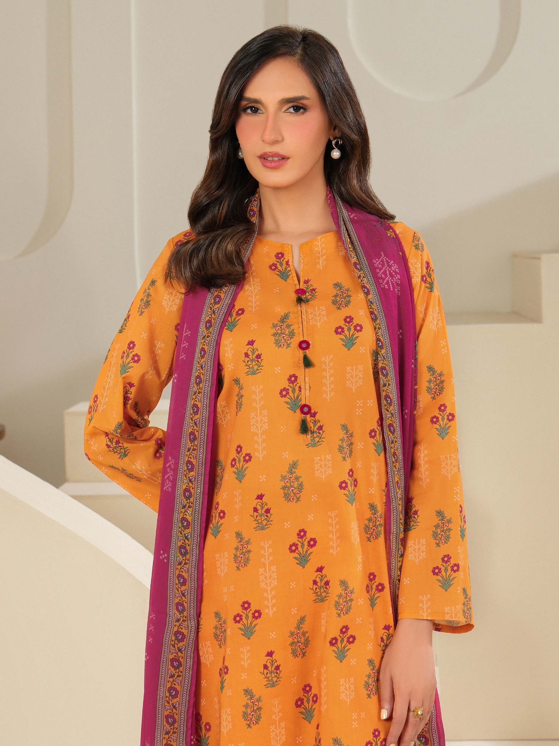 3 Piece Cambric Suit-Printed (Unstitched)