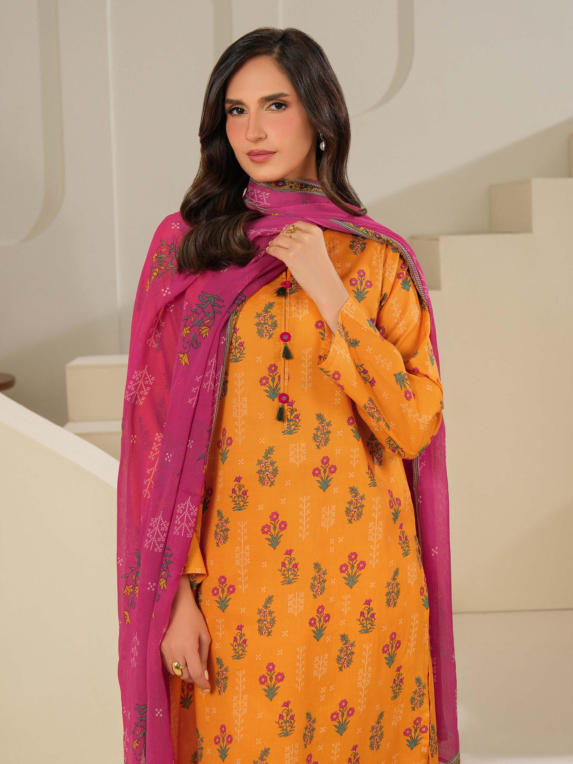 3 Piece Cambric Suit-Printed (Unstitched)