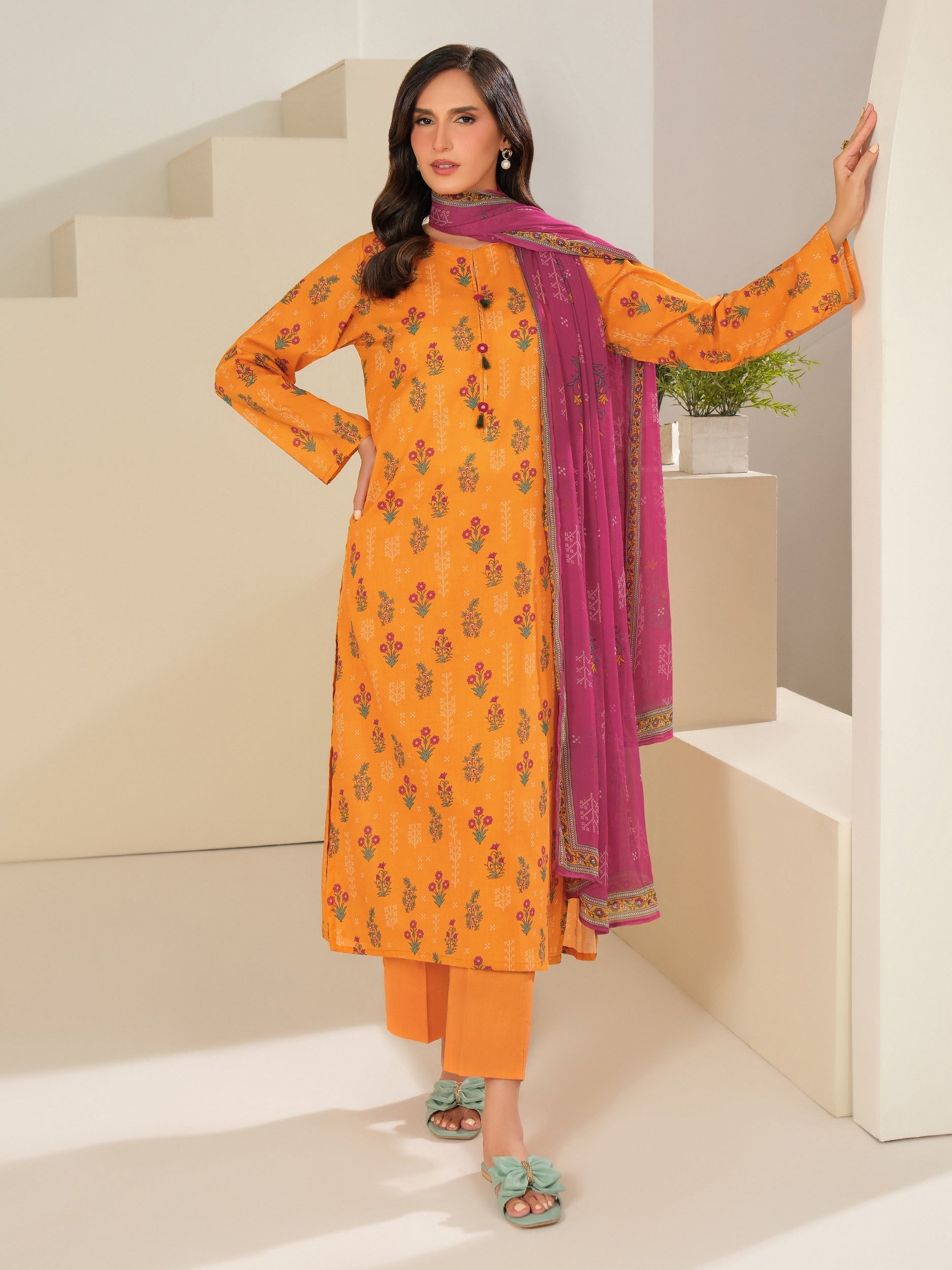 3 Piece Cambric Suit-Printed (Unstitched)